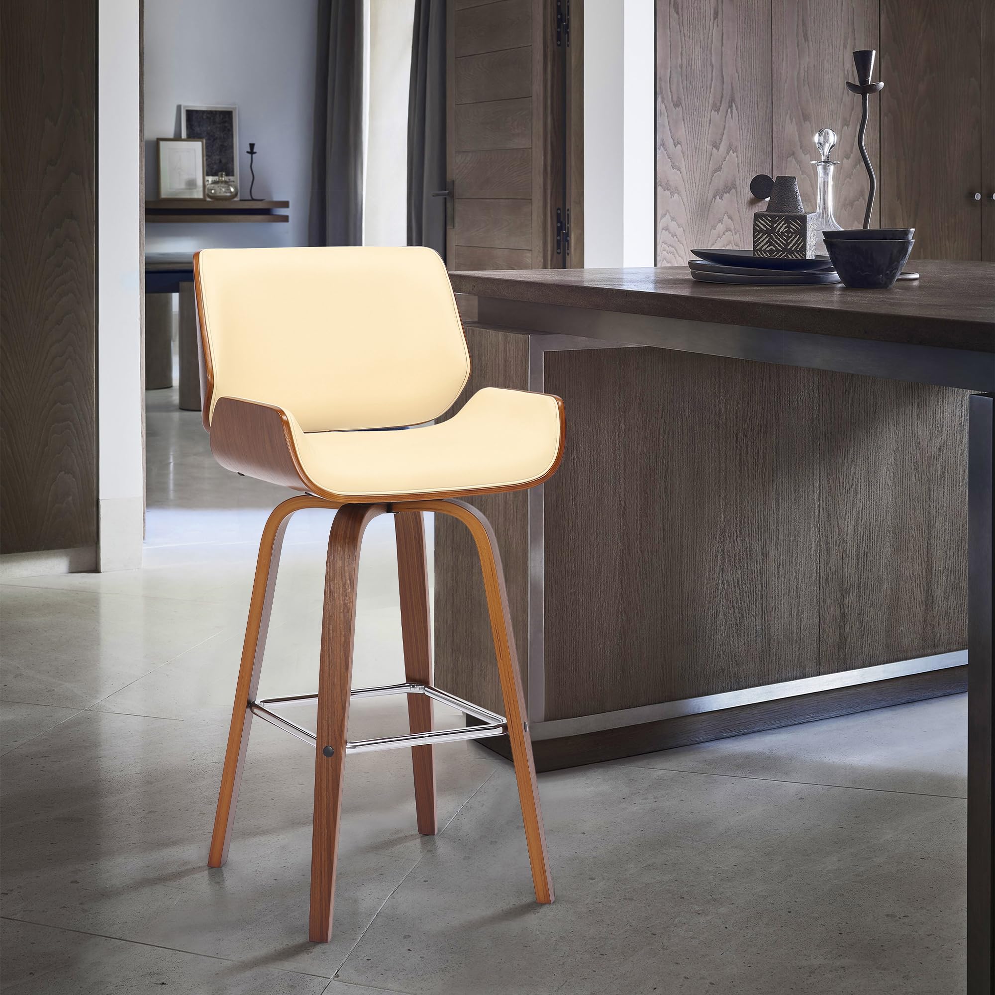 Armen Living Tyler Mid Century Modern Swivel Bar Stool - 30