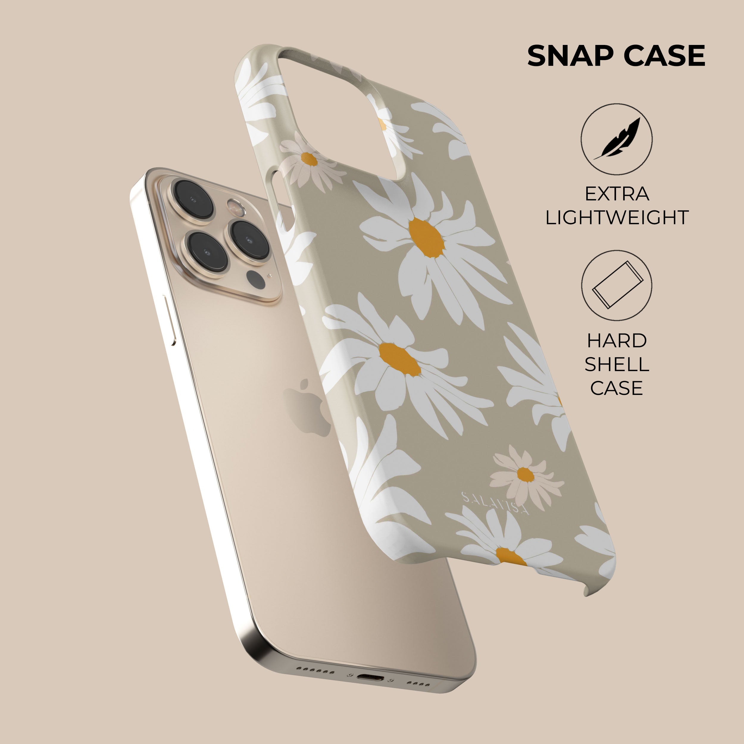 Beige Daisy Phone Case - Cute Floral Design Protective Cover for iPhone & Samsung - Perfect for Everyday Use, Travel & Gifting