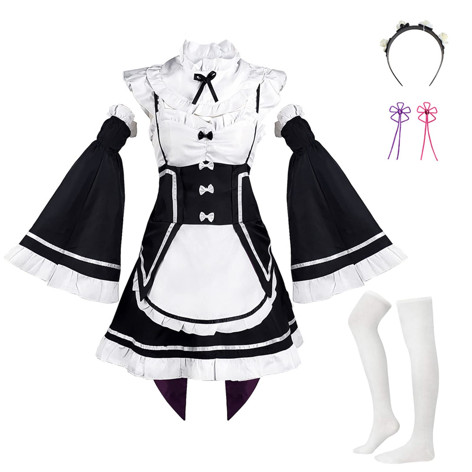 Aceii Women's Lolita Maid Dress - Anime Cosplay Costume Inspired by Re:Zero Ram - Perfect for Halloween, Cosplay Events & Anime Conventions