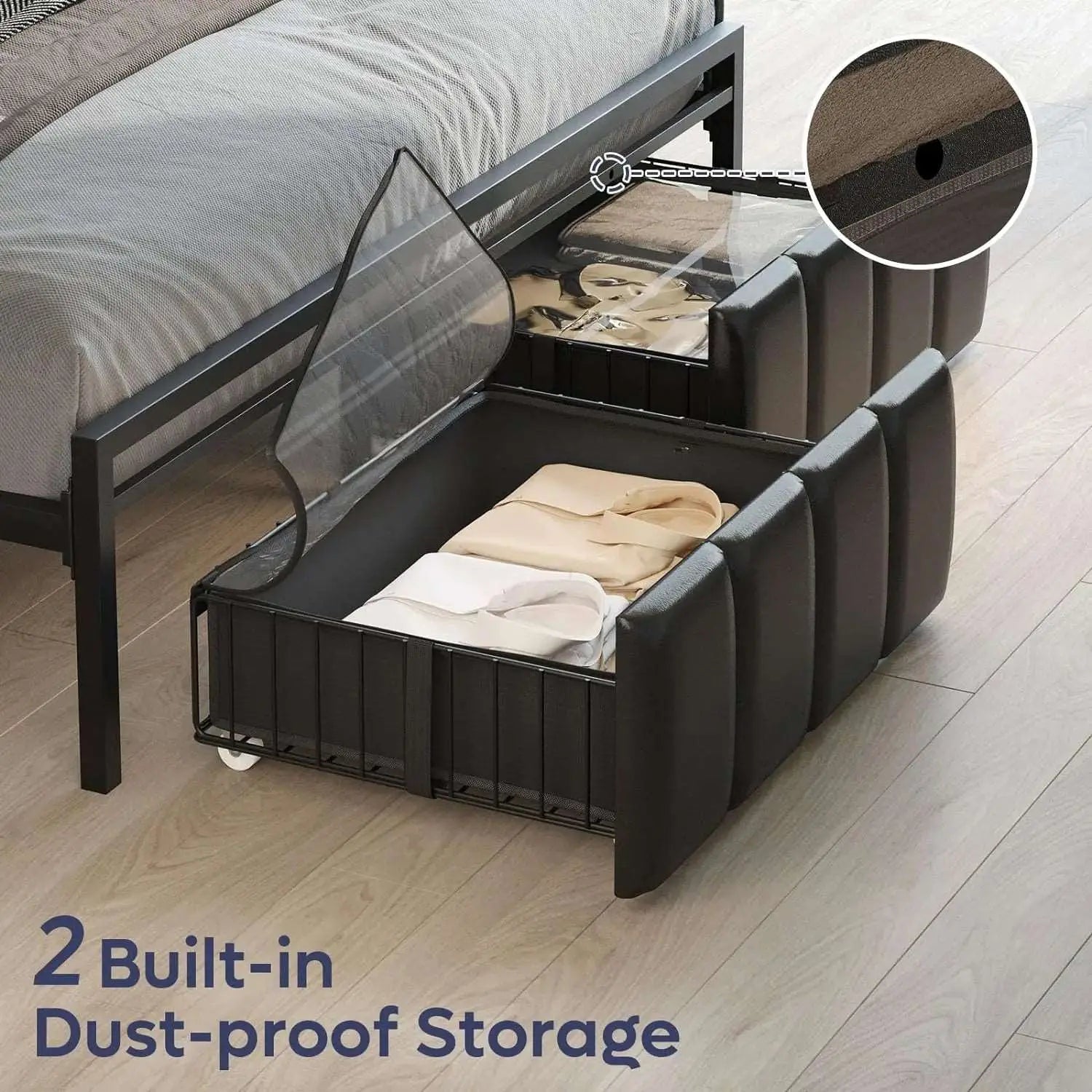 Bestier LED Bed Frame with Hidden Storage Headboard - Queen Size Modern Platform Bed with USB Ports & Touch Control - Perfect for Bedroom, Guest Room & Small Spaces