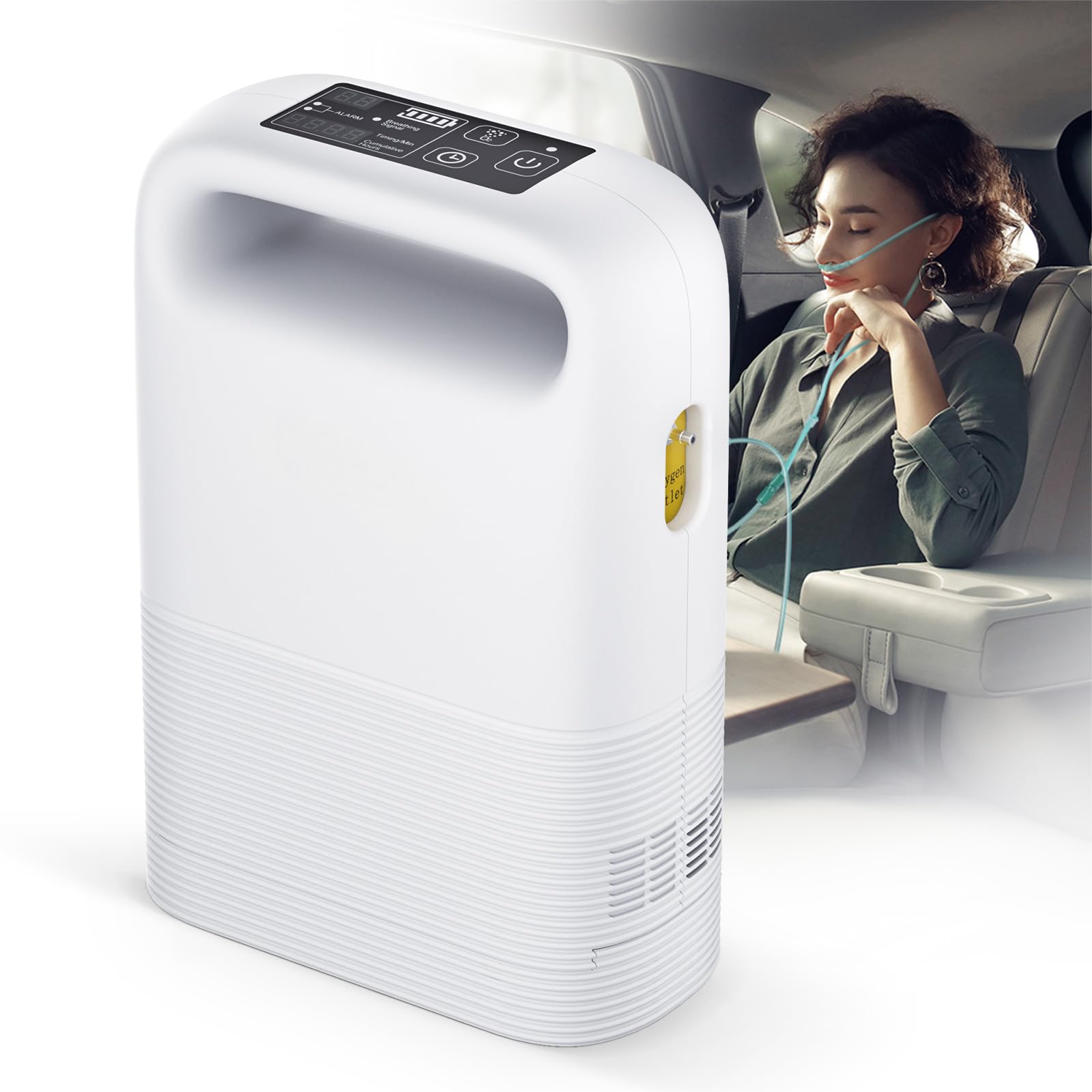 Portable Oxygen Concentrator Machine - 1-5L Adjustable Flow, 93% Purity, Low Noise for Home & Travel Use - Perfect for COPD, Sleep Apnea & High Altitude Activities