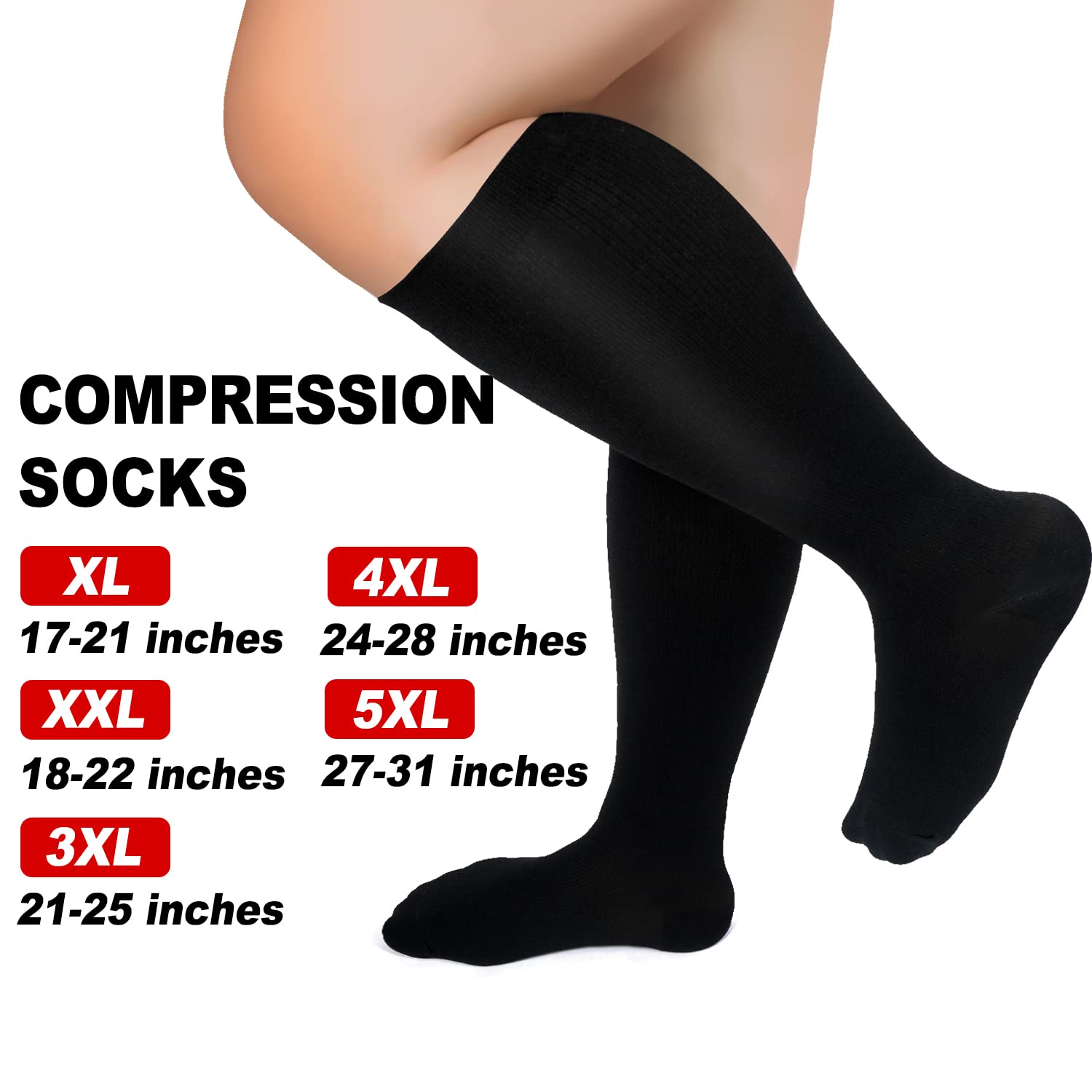 **Best Plus Size Compression Socks for Women & Men – Wide Calf 15-20 mmHg – Extra Large for Circulation, Support & Recovery – Ideal for Travel, Work & Post-Workout Relief**