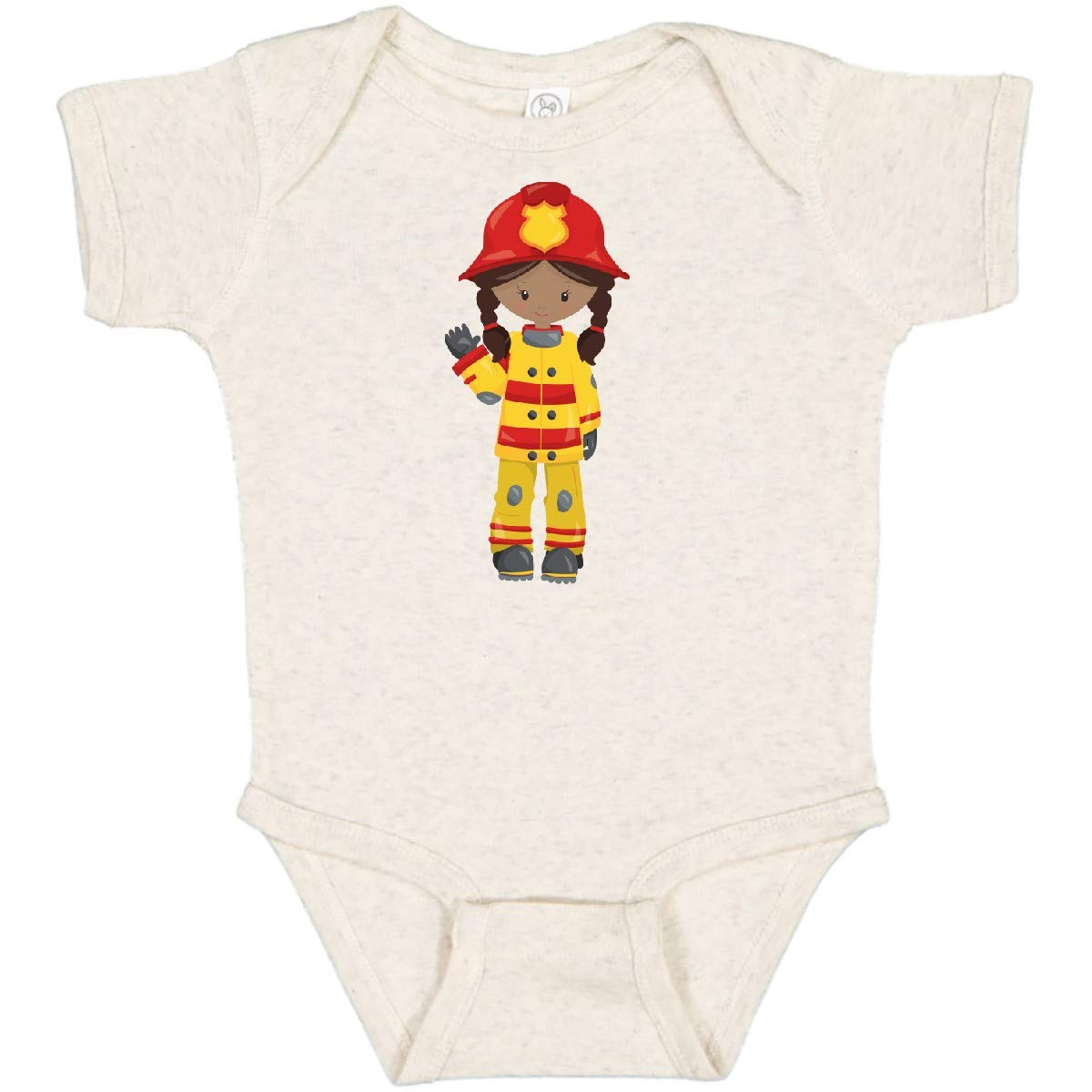 Inktastic African American Girl Firefighter Baby Bodysuit - Cute Fireman Outfit for Toddlers & Infants - Perfect for Fire Station Visits, Career Day & Dress-Up Play