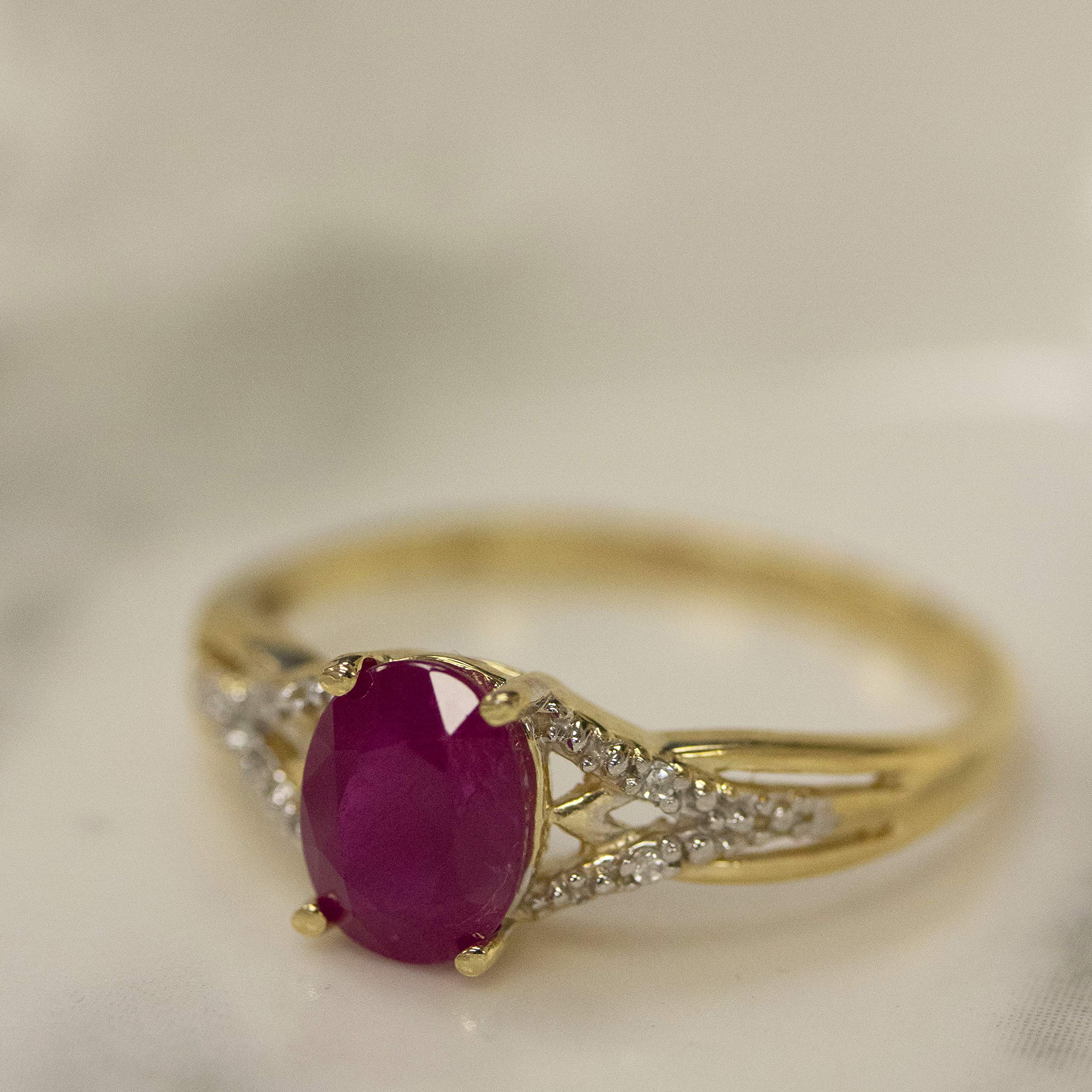 10K Yellow Gold Ruby and Diamond Ring for Women - Elegant Vintage Style Jewelry for Engagement, Anniversary, and Special Occasions