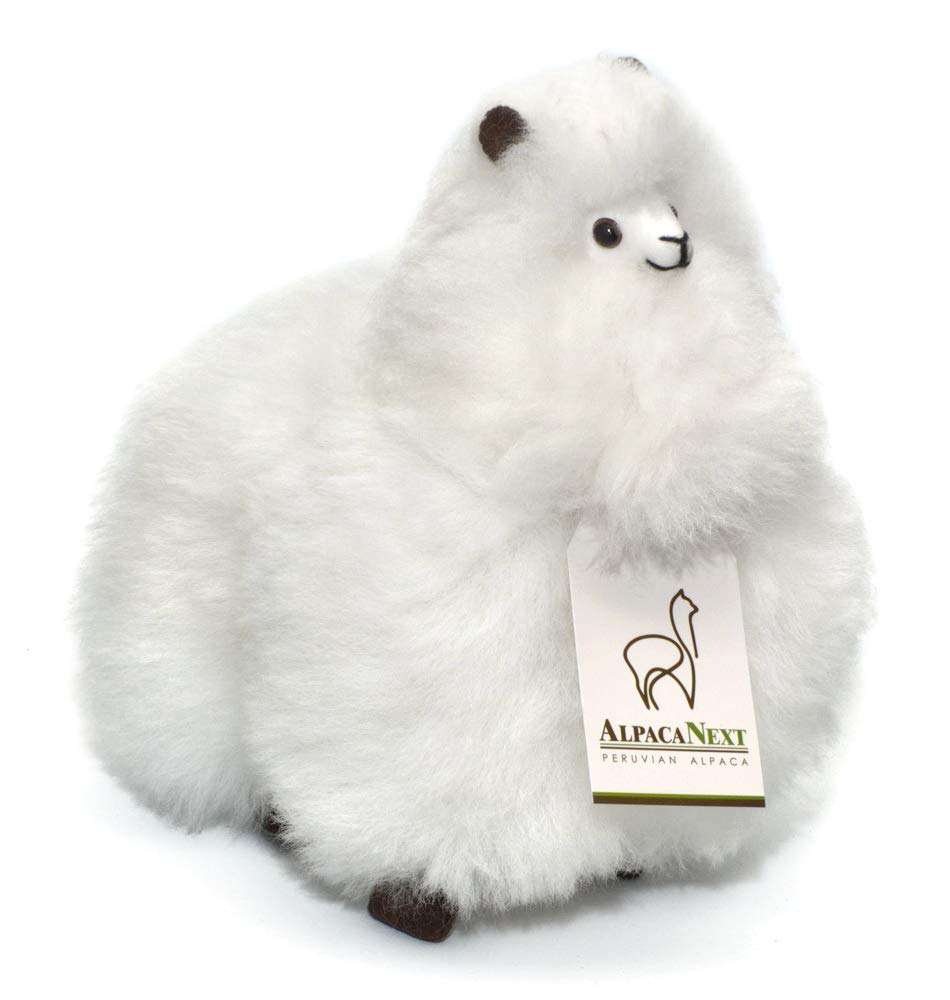 AlpacaNext - 9 Inch Soft White Baby Alpaca Plush Toy - Cuddly Stuffed Animal Figure - Eco-Friendly Alpaca Fur Doll for Kids, Nursery Decor & Gift Giving