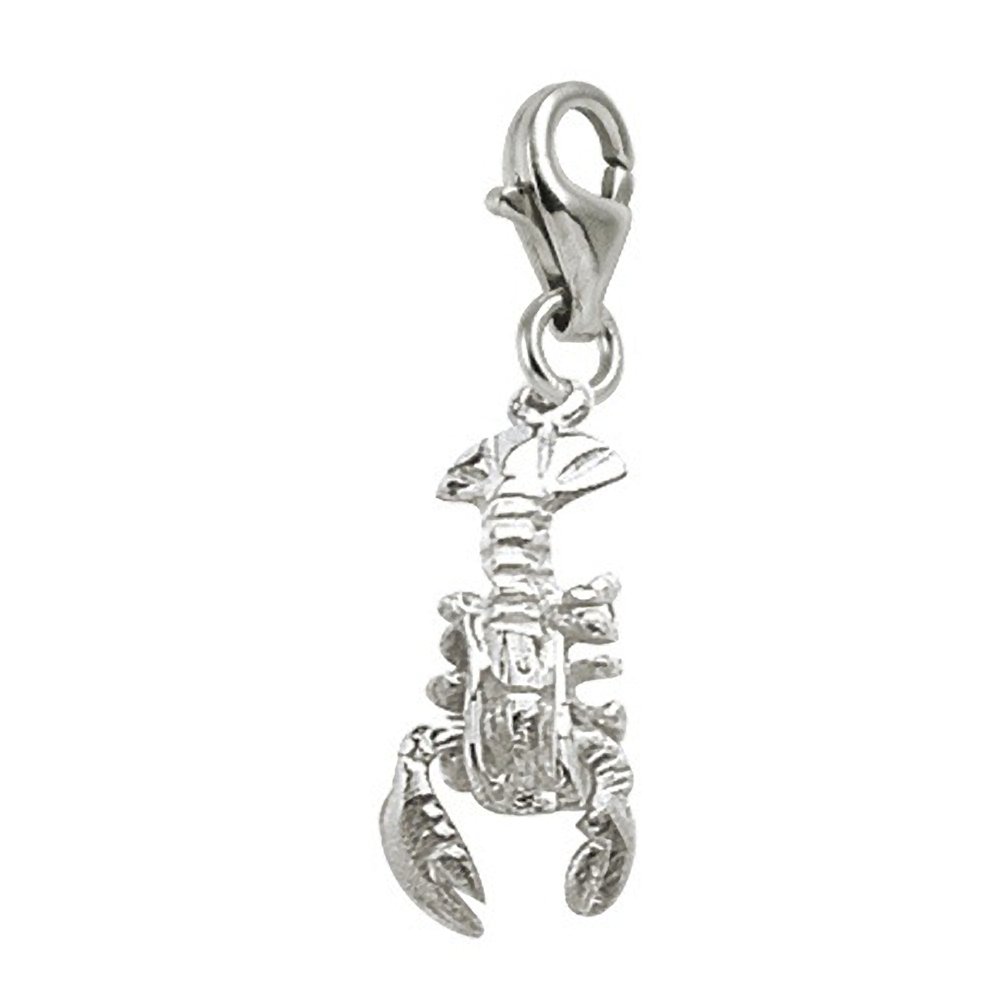 Lobster Charm with Lobster Claw Clasp - Sterling Silver Jewelry Charms for Bracelets & Necklaces - Perfect for Beach, Summer & Nautical Theme Jewelry Making