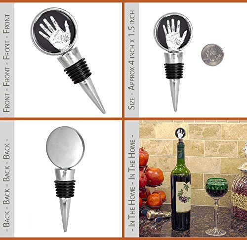 Hand Wine Stopper with Alchemist Symbols - Vintage Occult Design for Wine Lovers, Perfect for Home Bars, Gifts & Themed Parties