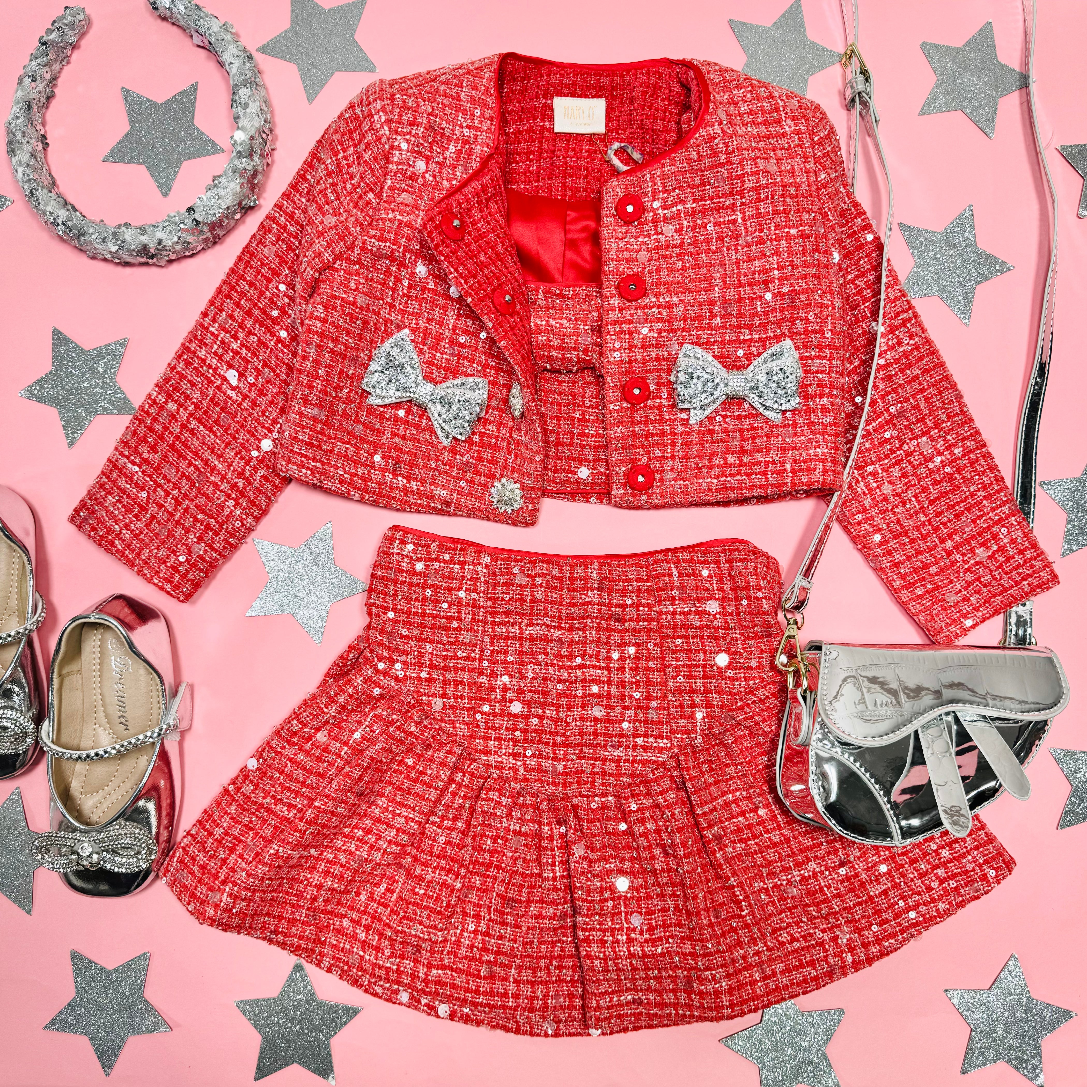 Jingle Crop Top and Skirt Set for Women - Stylish Christmas Holiday Outfit for Parties, Festive Gatherings & Seasonal Photos