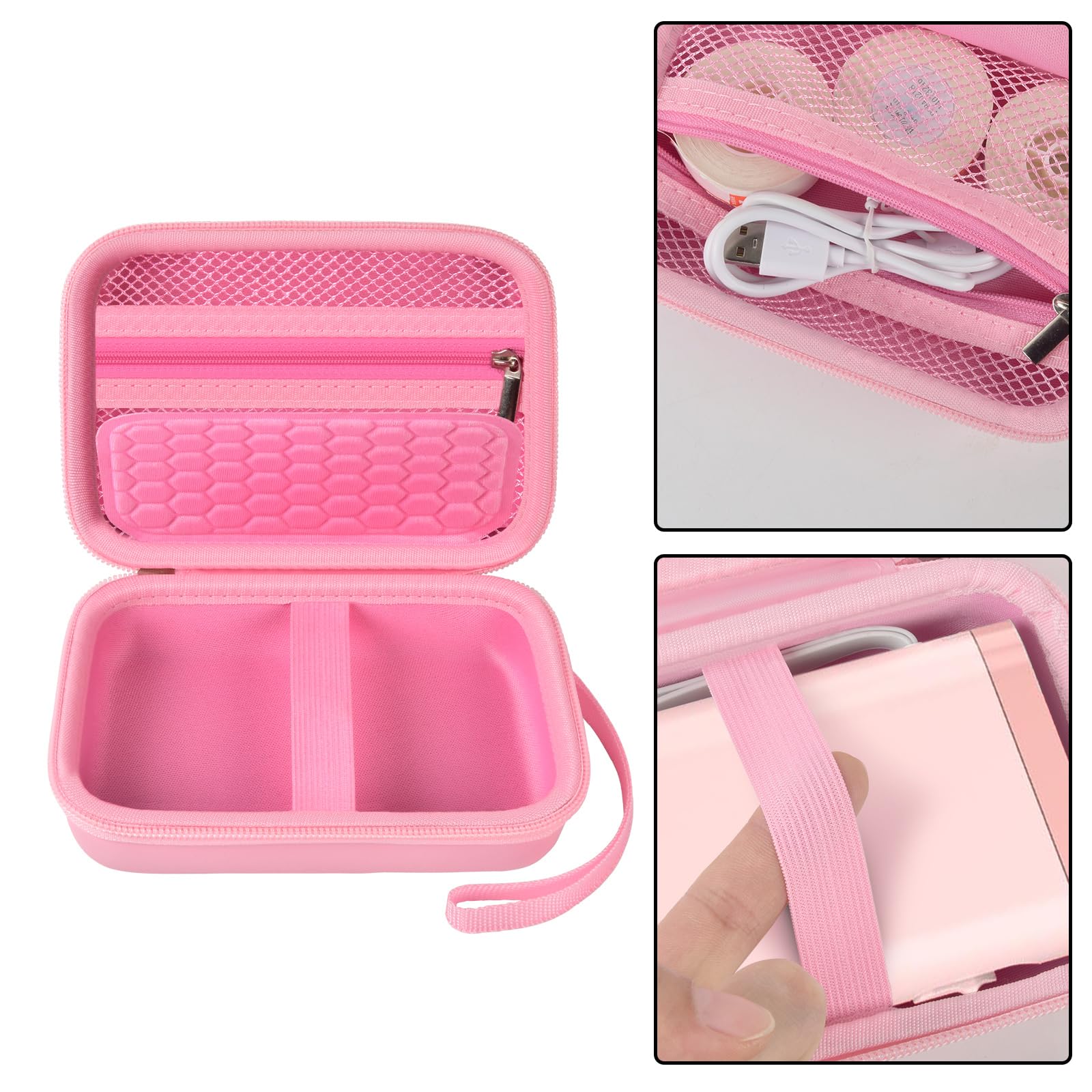 Compatible Case for Nelko P21, Phomemo D30 D35, JADENS D11 & SUPVAN Mini Label Maker - Label Maker Storage Organizer for Tapes & Accessories (Pink) - Perfect for Home, Office & Craft Organization