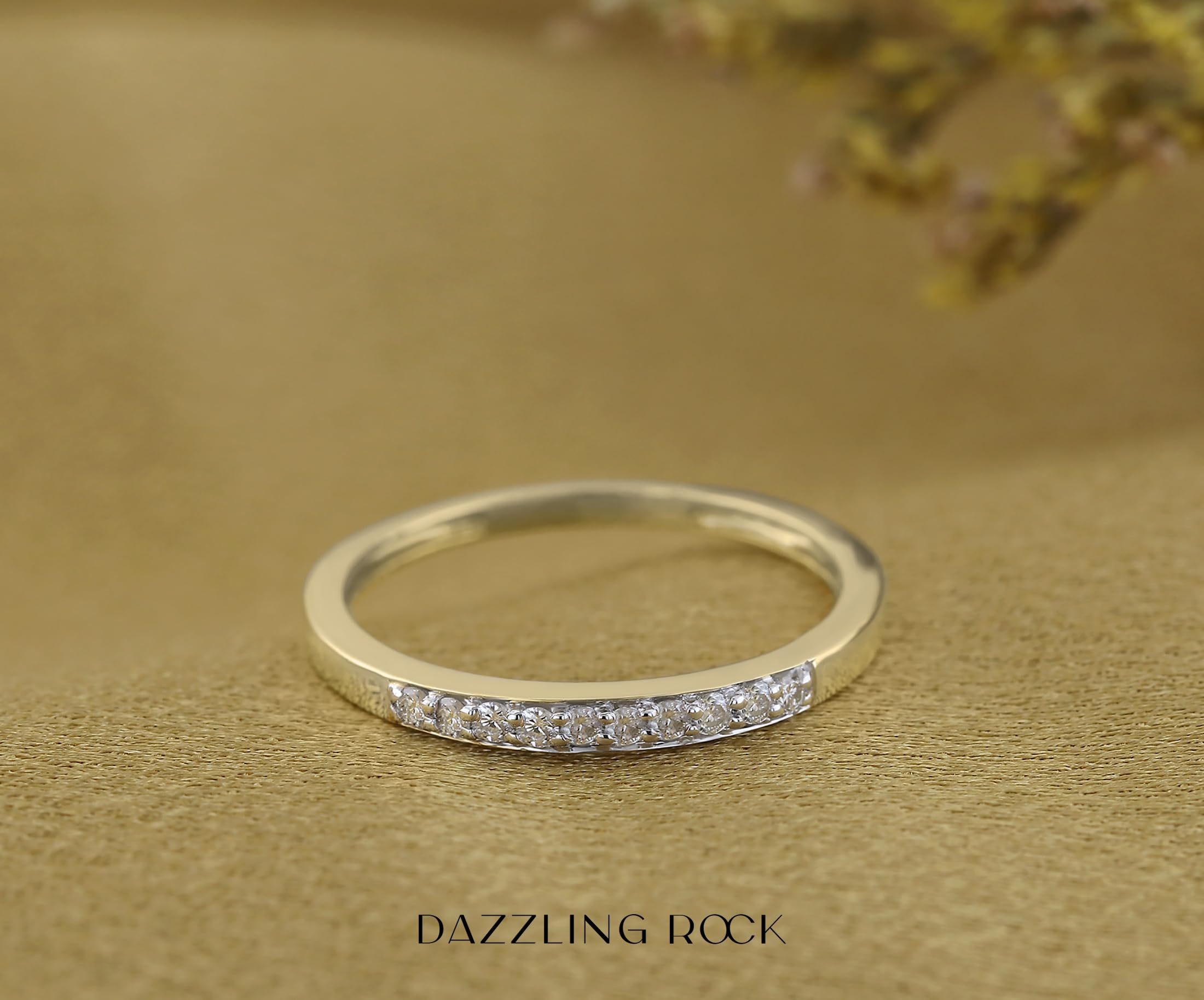0.15 Cttw Round White Diamond Stackable Ring for Women - 14K Solid Gold Minimalist Wedding Band, Anniversary Gift, Everyday Jewelry