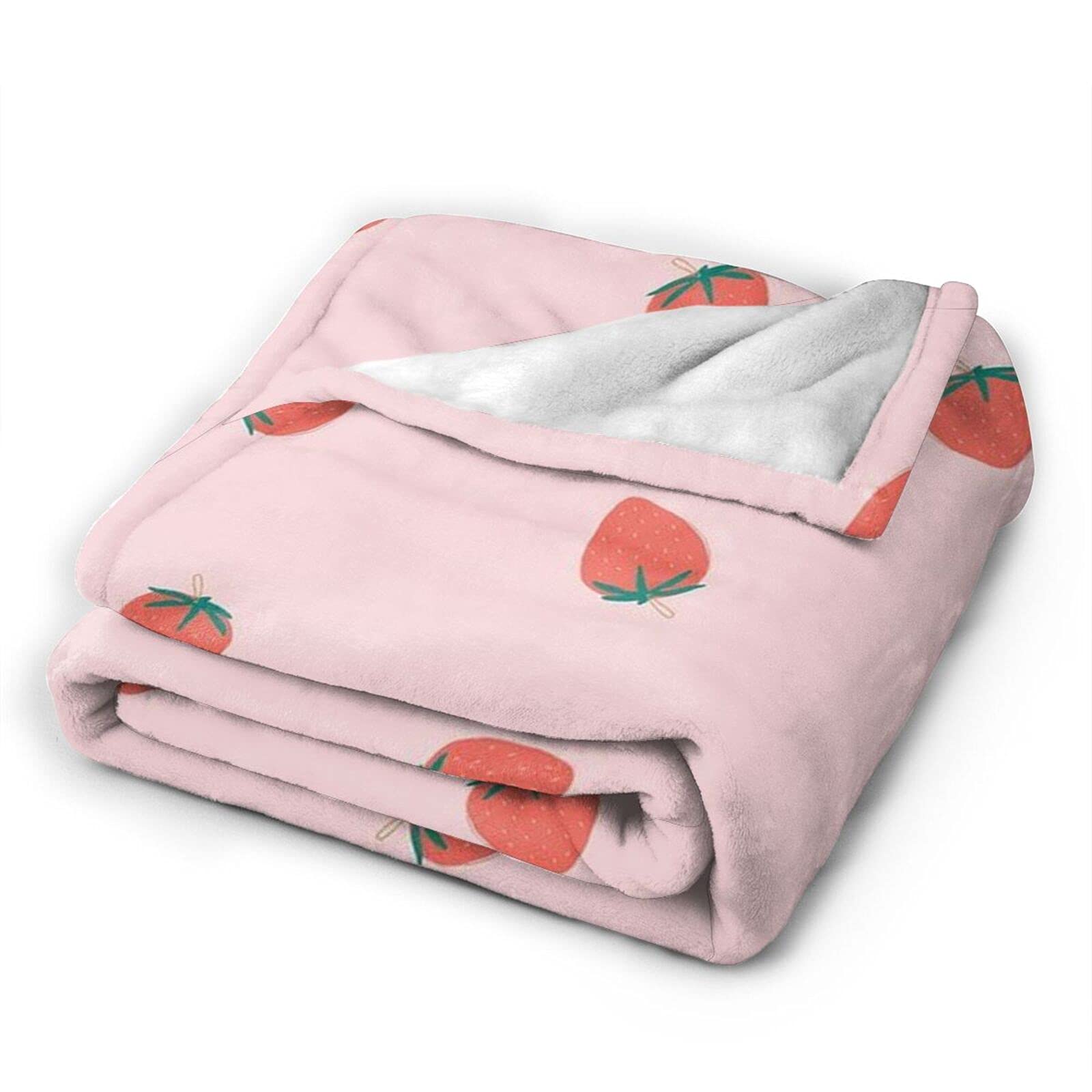 Soft Flannel Strawberry Throw Blanket 80