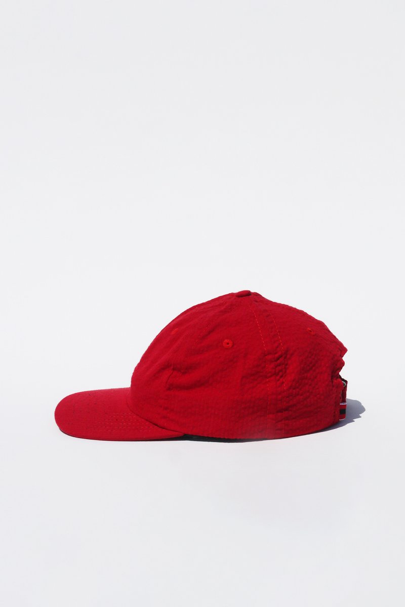 Lite Year Six Panel Seersucker Cap - Red | Lightweight Summer Hat for Men & Women | Perfect for Outdoor Activities, Beach, and Casual Wear