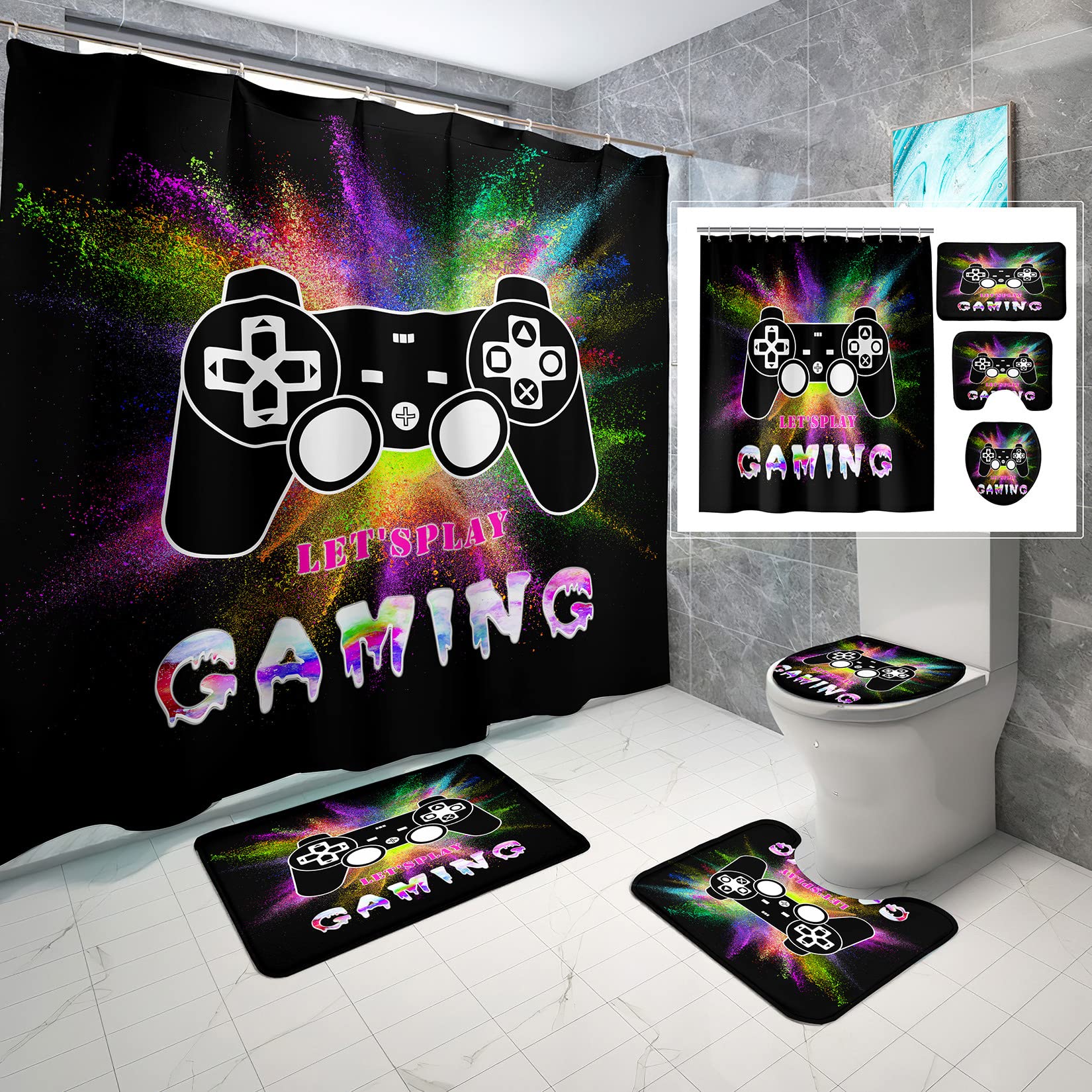 VIPIC Gaming Shower Curtain Set - 70
