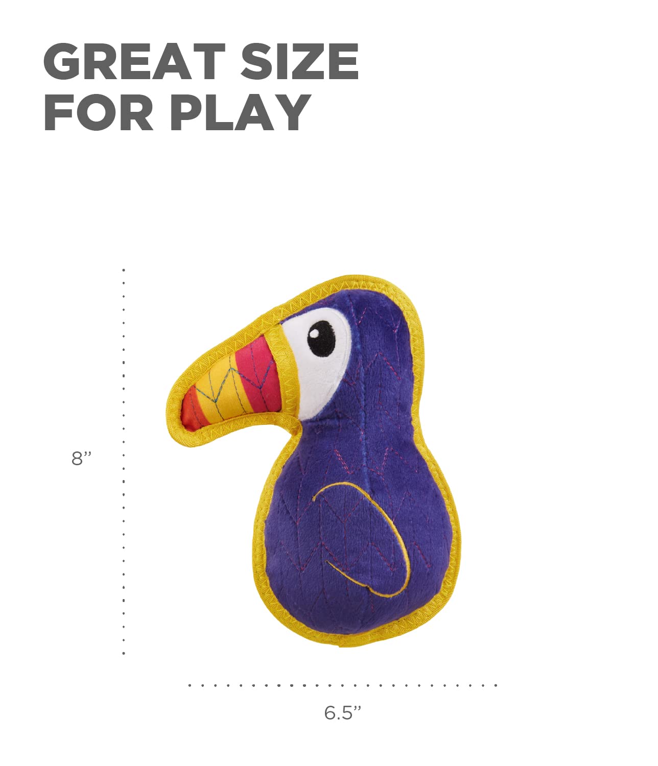 Outward Hound Xtreme Seamz Toucan Squeaky Durable Dog Toy - Chew Resistant Interactive Pet Toy for Aggressive Chewers - Perfect for Playtime, Training & Outdoor Adventures