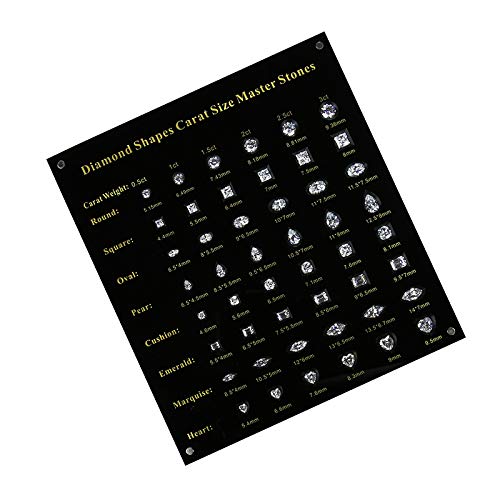 0.5-3 Carat Cubic Zirconia Diamond Size Master Stones Set - Diamond Shape & Carat Tester Tools for Jewelry Making, Gemstone Identification & Engagement Ring Sizing