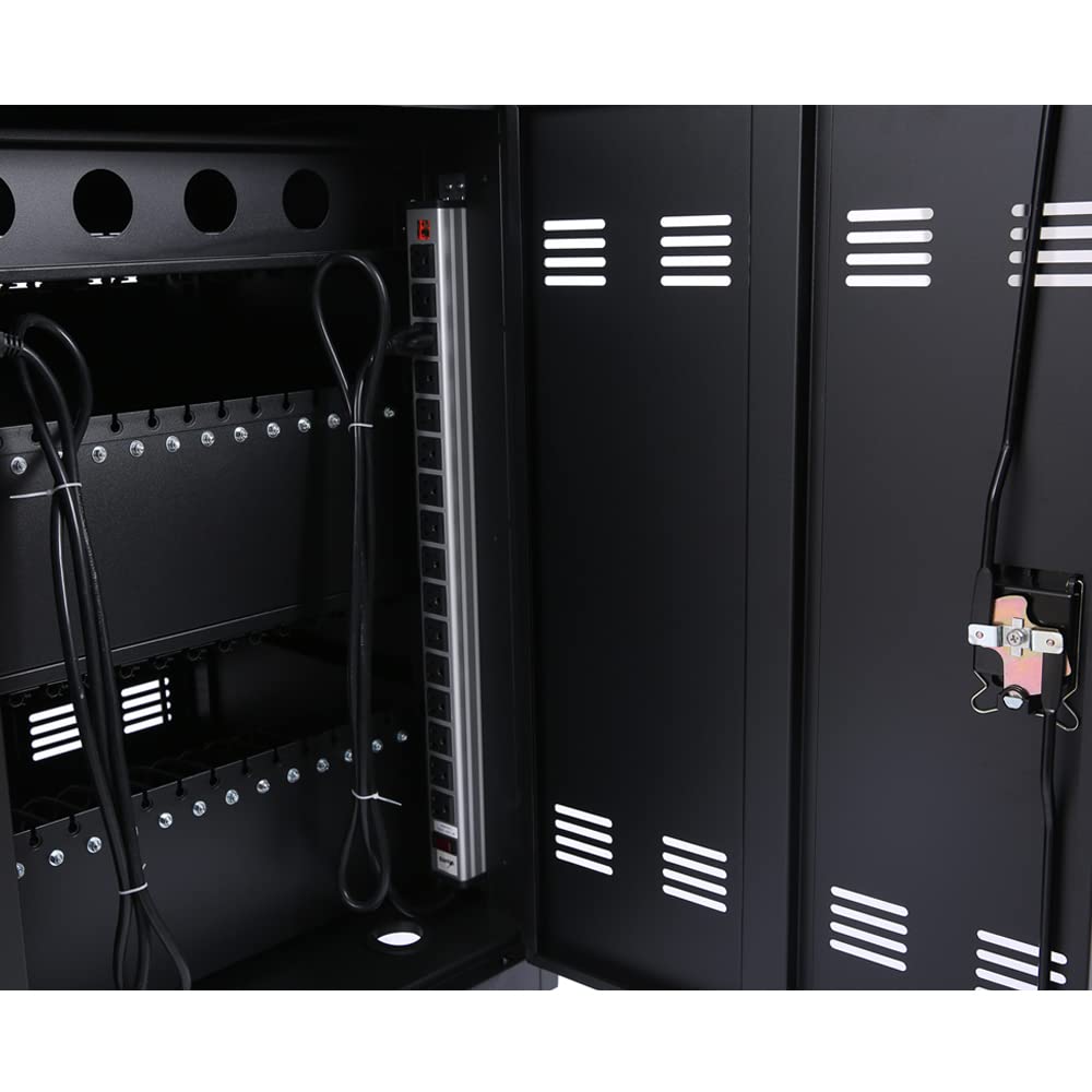 32-Bay Heavy-Duty Mobile Laptop Cart & Chromebook Charging Station - Locking Cabinet for 17