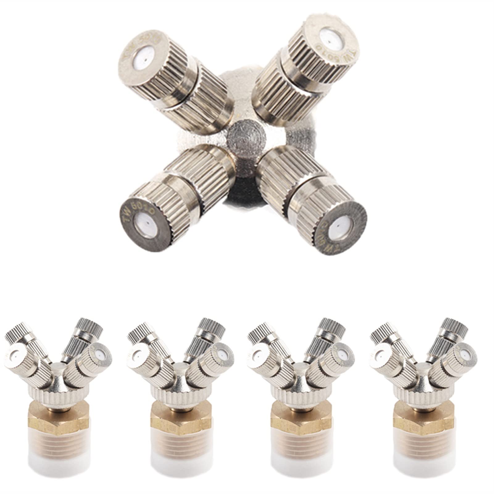5pcs 4-Head Brass Garden Misting Nozzles - 1/2