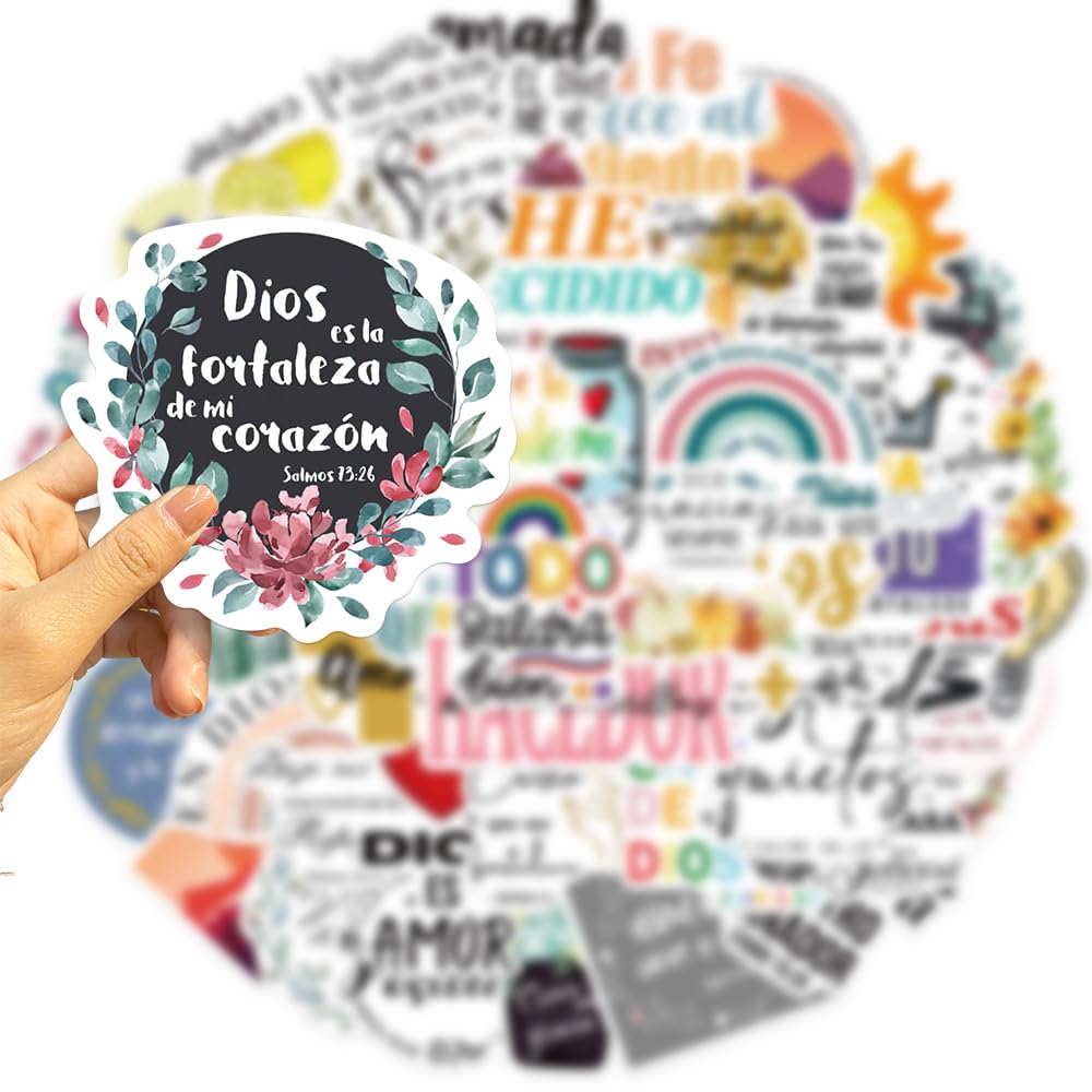150Pcs Spanish Jesus Christian Stickers - Bible Verse Decals for Laptop, Water Bottle, Skateboard - Waterproof Religious Scripture Stickers - Perfect Gift for Boys, Girls, Teens, Kids & Adults - Ideal for Bible Study, Church Events & Personal Devotion