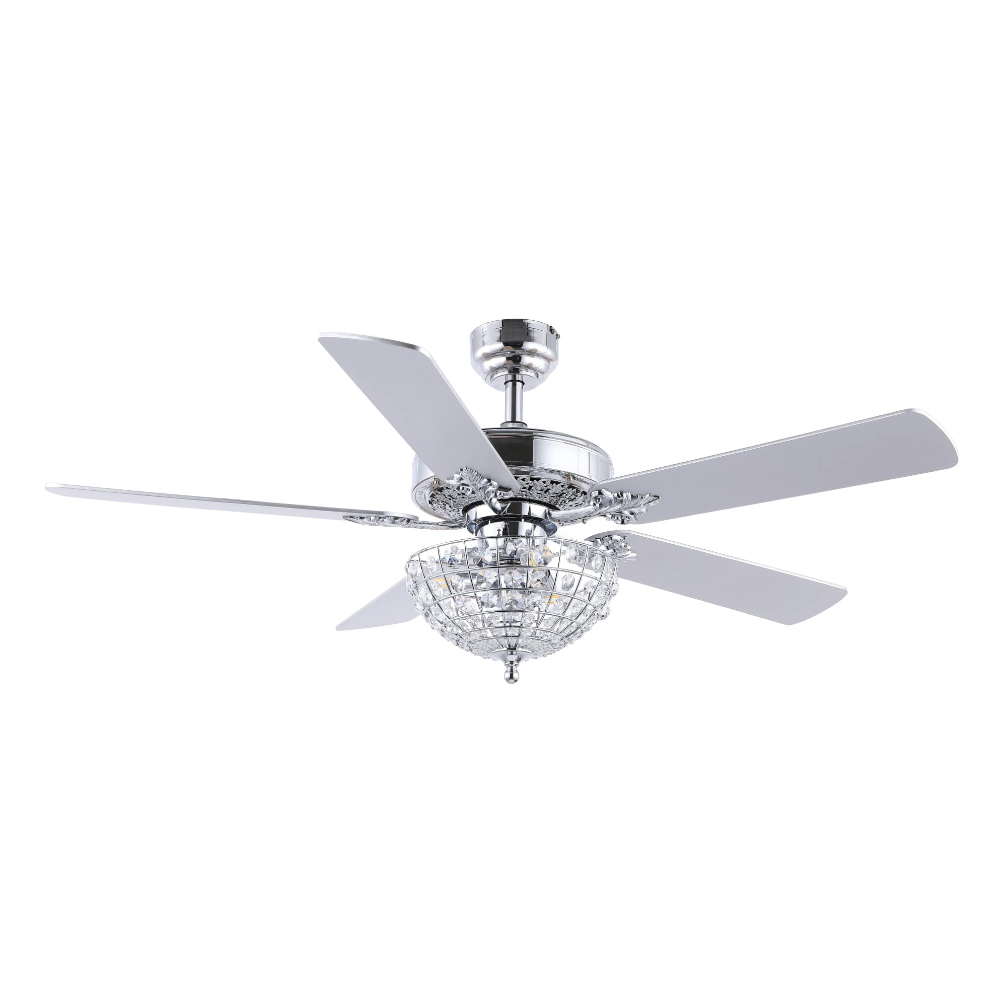 JONATHAN Y JYL9610B Mandy Glam Classic Crystal Dome Shade LED Ceiling Fan with Remote Control - 52 Inch 3-Light Modern Chandelier Fan for Bedroom, Living Room, Dining Room - Chrome Finish - Perfect for Home Decor & Air Circulation