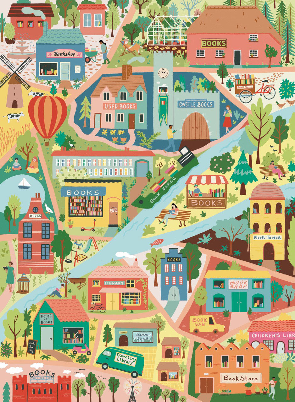 Book Lover's Town 1000 Piece Jigsaw Puzzle - Challenging Adult Puzzle for Relaxation & Home Decor