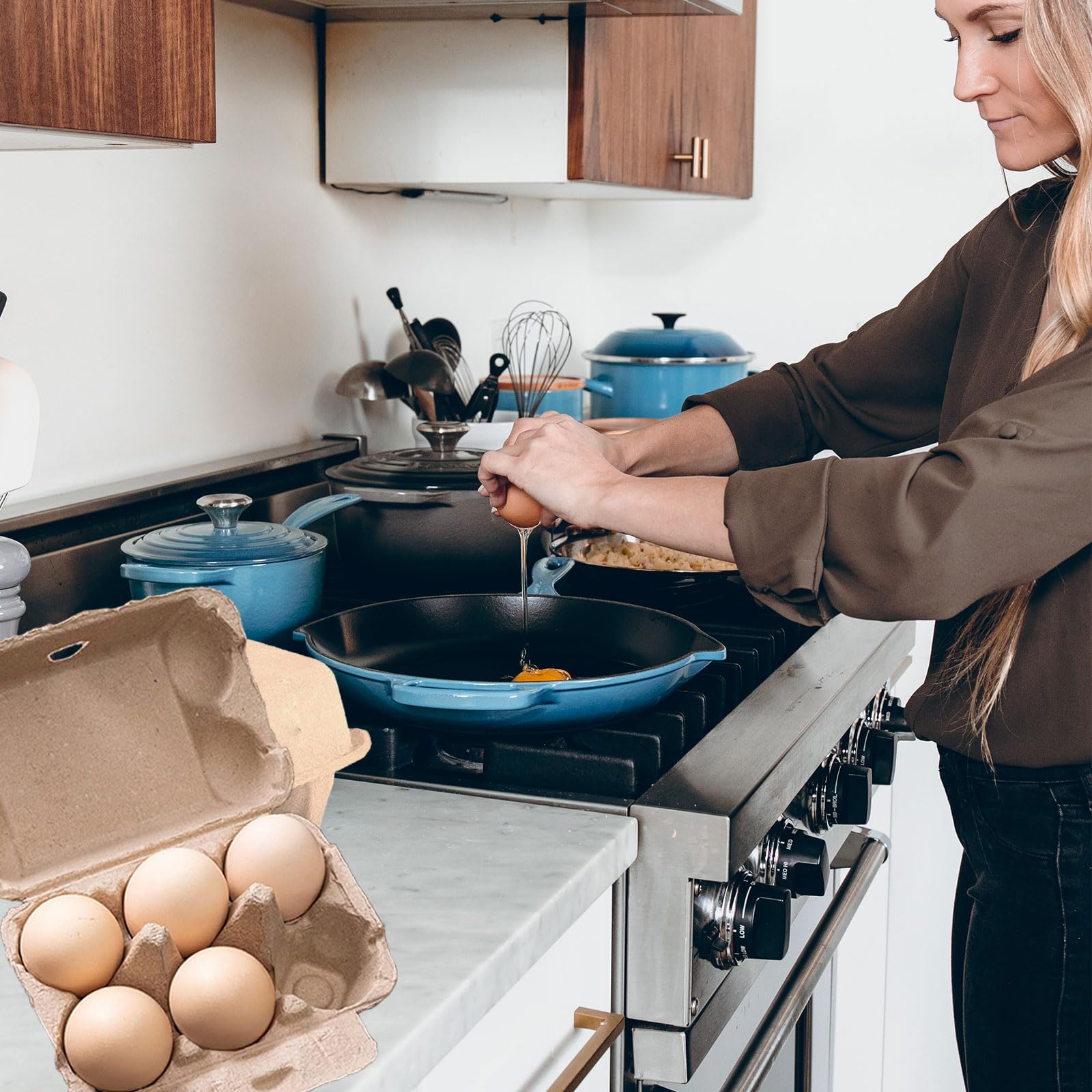 30 Pack Empty Egg Cartons - 6 Pulp Fiber Egg Carriers | Reusable Brown Egg Storage Containers for Kitchen, Farm, Picnic & Travel | Perfect for Farmers Markets, Breakfast Restaurants & Home Organizing