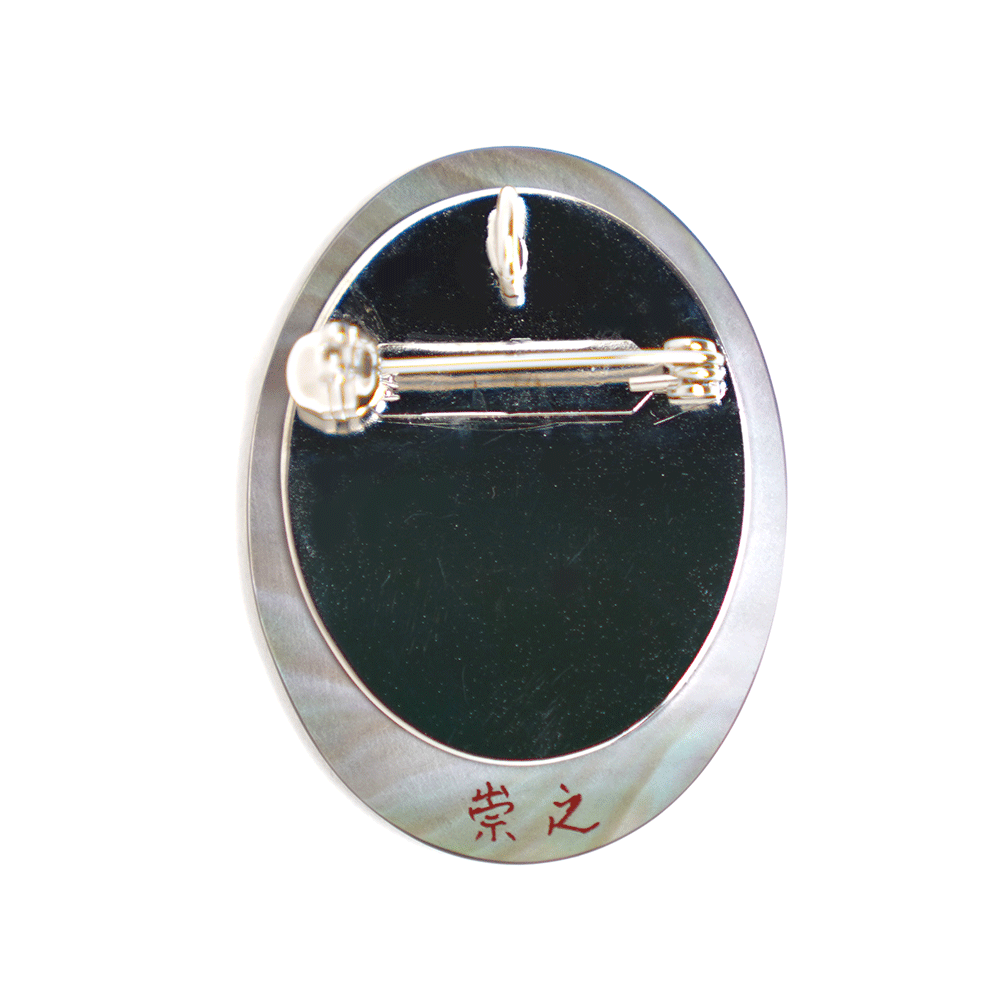 Exquisite Japanese Maki-e Urushi Lacquer Brooch with Black Lip Oyster Pearl Shell - Sunshine Design | Traditional Handcrafted Jewelry for Women | Perfect for Weddings, Parties & Special Occasions