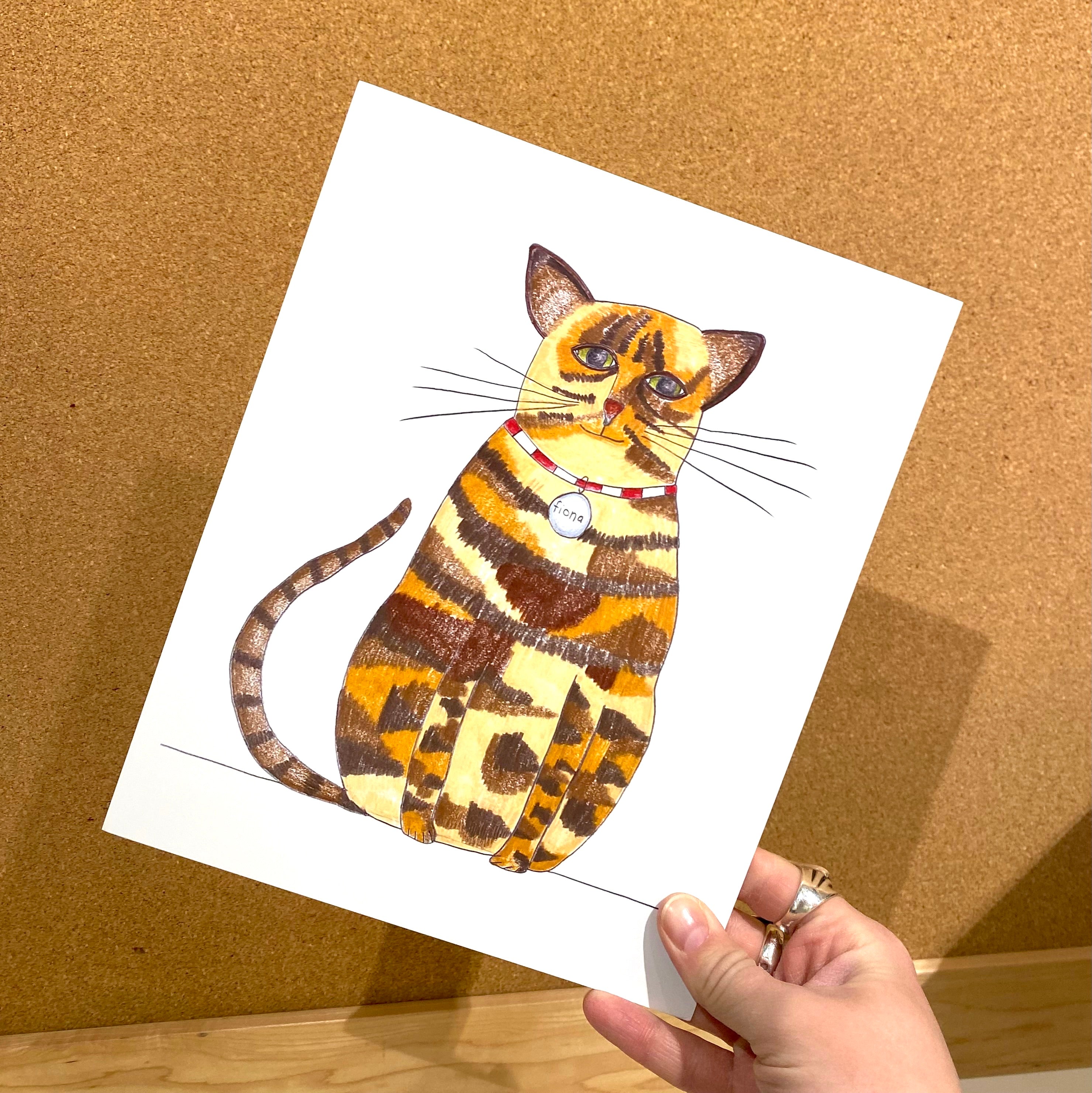Fiona Cat 8x10 Art Print - Handmade Wall Decor for Home & Office - Perfect for Living Room, Bedroom or Gift