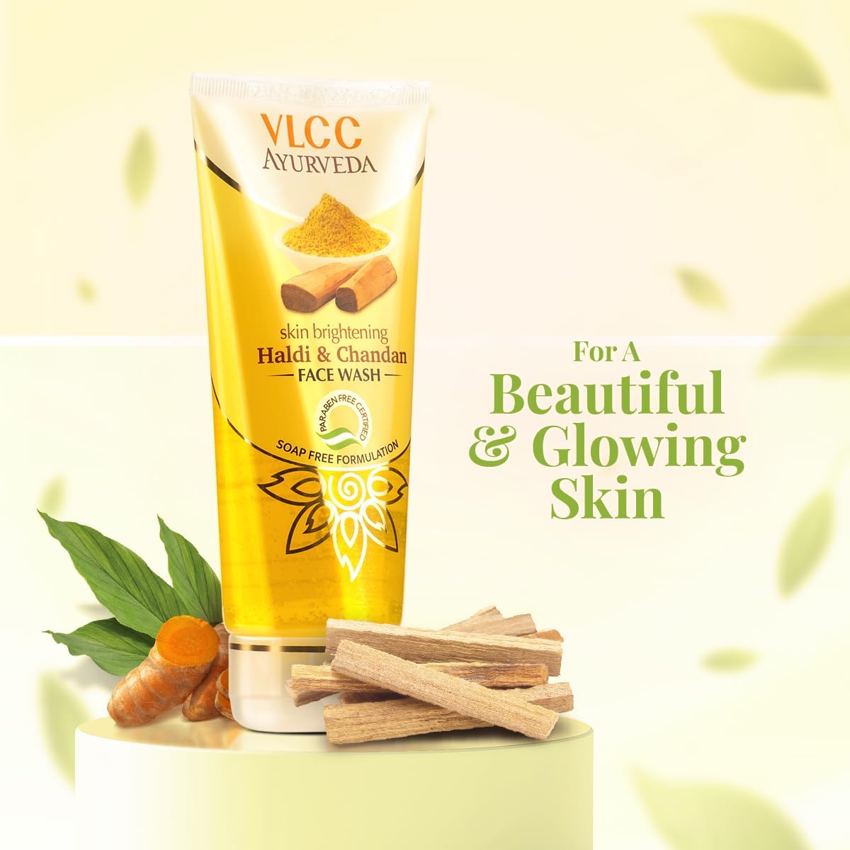 VLCC Ayurveda Skin Brightening Face Wash with Turmeric & Sandalwood - 100ml | Natural Glow for Radiant Skin | Daily Cleansing & Brightening Routine