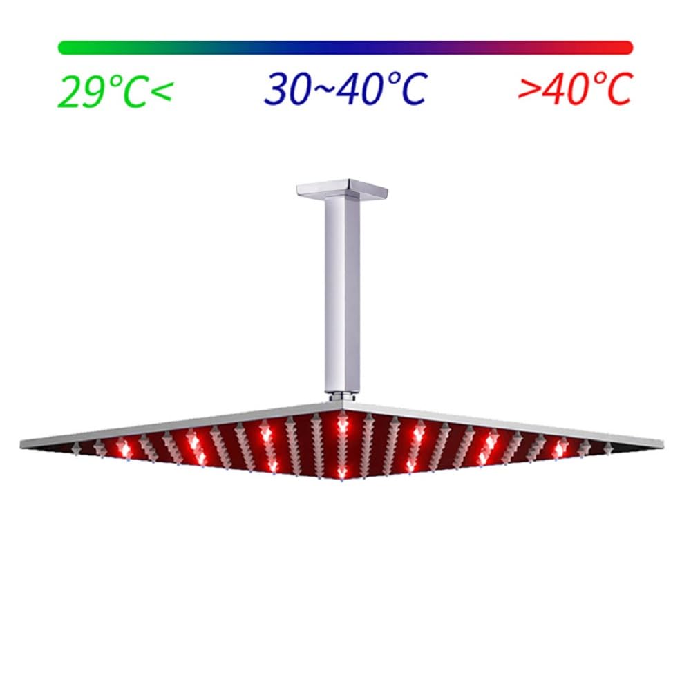 Cascada 10 Inch Matt Black Ceiling Mount Rainfall LED Shower Head with Shower Arm - Modern Water Saving Bathroom Fixture for Spa-Like Shower Experience