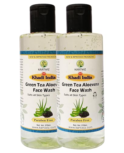 Kartwiz Refreshing Green Tea & Aloe Vera Face Wash for All Skin Types - Deep Cleansing, Hydrating & Soothing Facial Cleanser - Pack of 2 - Perfect for Daily Skincare Routine & Post-Workout Refresh