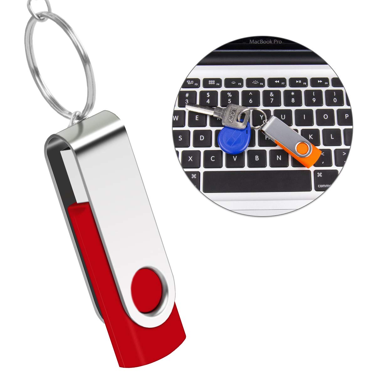 5-Pack 2GB USB Flash Drives with Lanyards - for Office & School Use