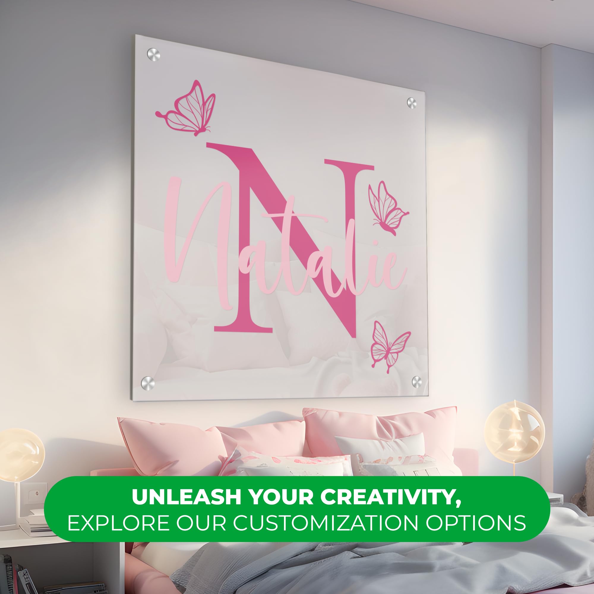 Personalized Acrylic Name Frame - Baby Nursery & Bedroom Wall Decor for Home