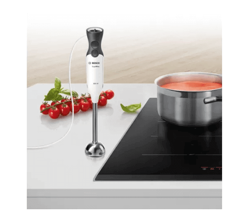 Bosch PID631BB5E Series 4 60cm Black Induction Cooktop with MS6CA4150 ErgoMixx 800W Hand Blender in White & Anthracite - Perfect for Modern Kitchens and Professional Cooking