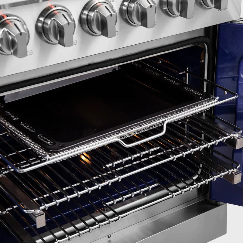 FORNO Massimo 30 Inch Freestanding French Door Gas Range - Stainless Steel FFSGS6439 30