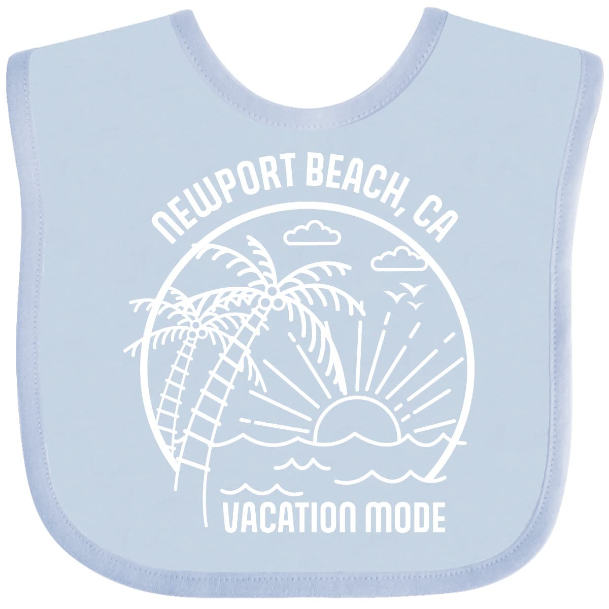 Inktastic Summer Vacation Mode Newport Beach California Baby Bib - Cute & Soft Cotton Drool Bib for Infants & Toddlers - Perfect for Beach Trips, Travel, and Everyday Use