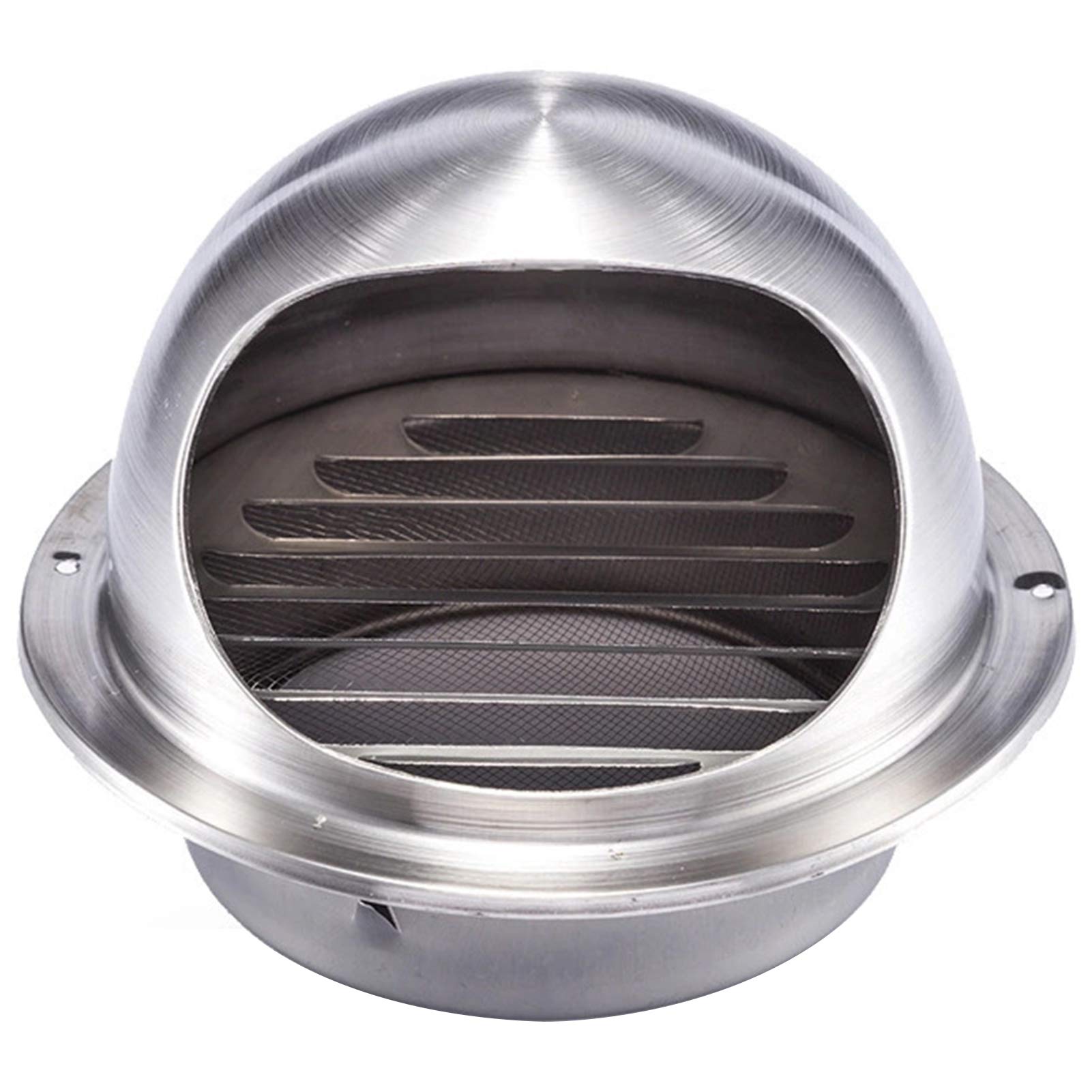 BOHHO 5 Inch 304 Stainless Steel Round Bull Nosed External Extractor Wall Vent Outlet Cap with Ventilation Grill - Rainproof Cover for Kitchen, Bathroom & Outdoor Use (125mm/5Inch)