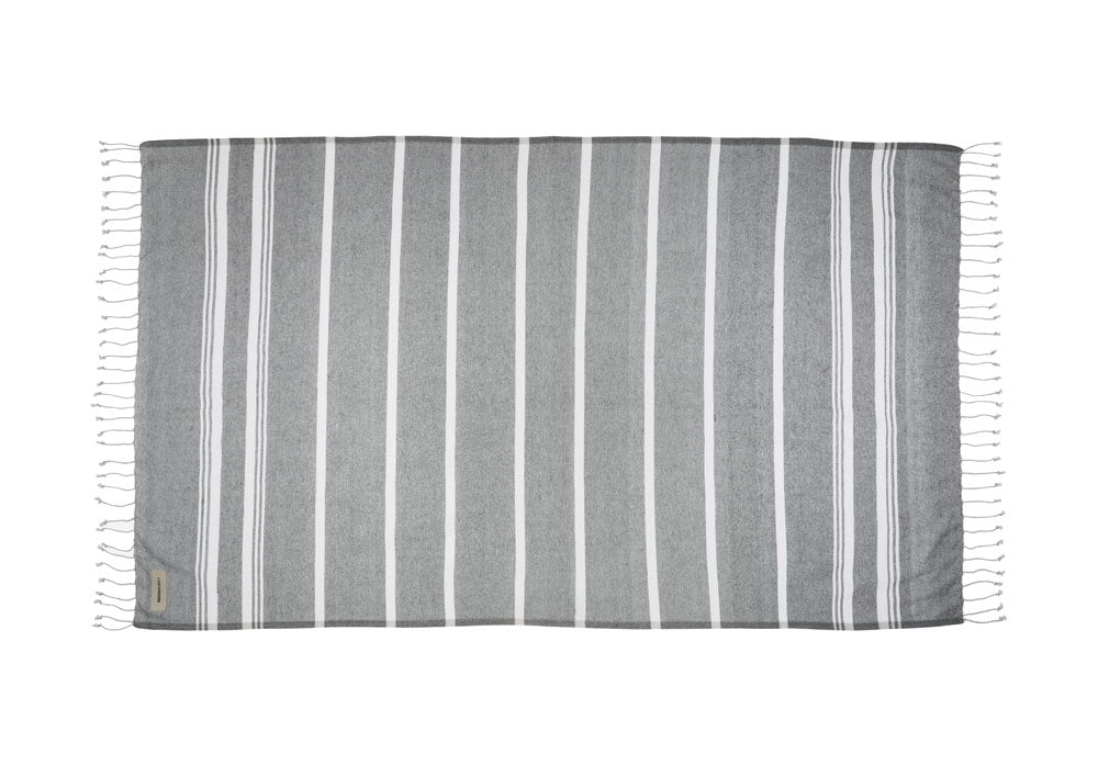 Premium Linen House EKALI BLACK Hammam Beach Towel 100x180cm - Ultra Absorbent, Quick Dry, Large Size for Pool, Spa, Yoga & Travel