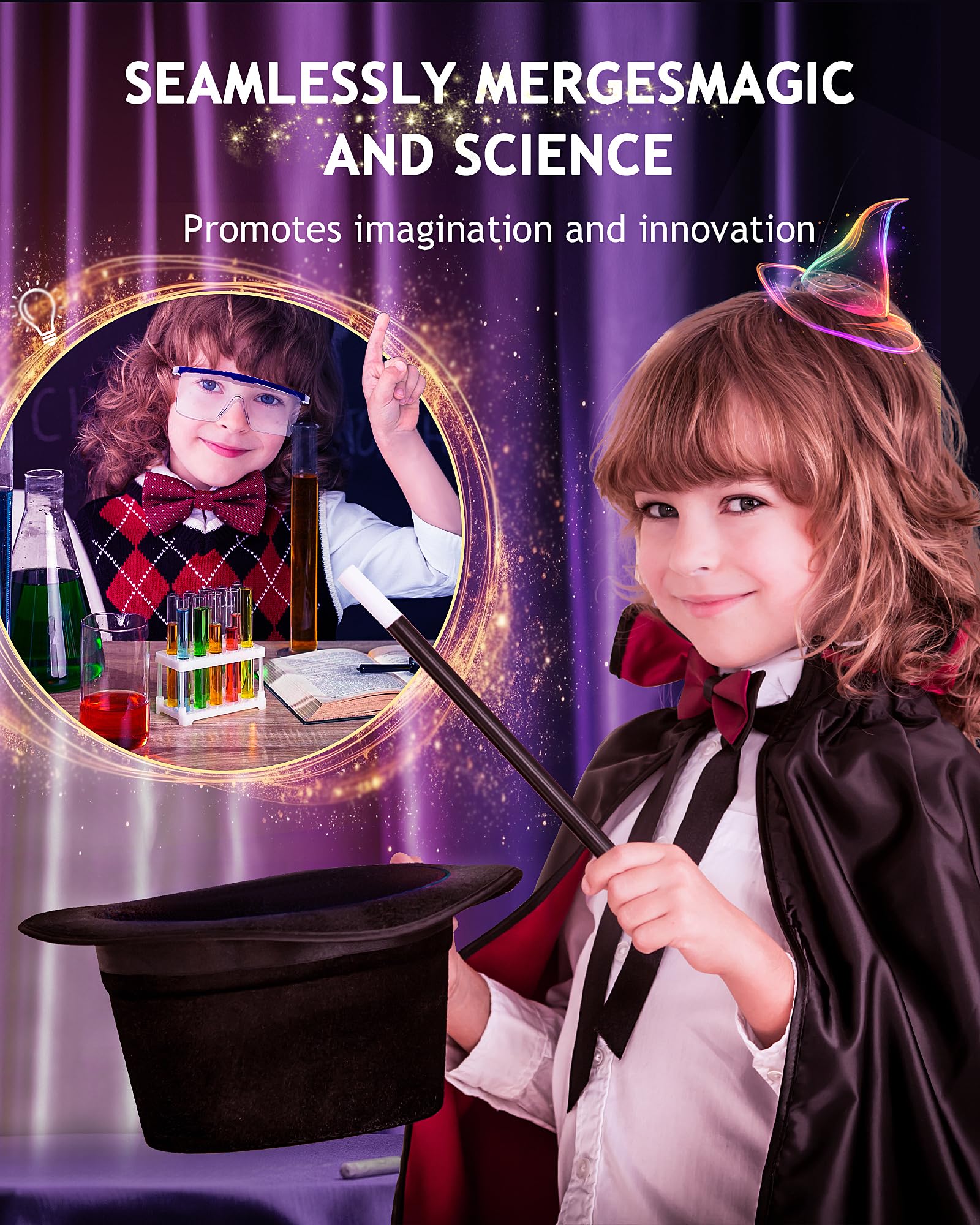 Japace STEM Magic & Science Kit for Kids Ages 6-12 - 75+ Magic Tricks & Chemistry Experiments - Educational Learning Toys for Boys & Girls - Perfect for Birthday, Christmas Gifts & STEM Classroom Activities