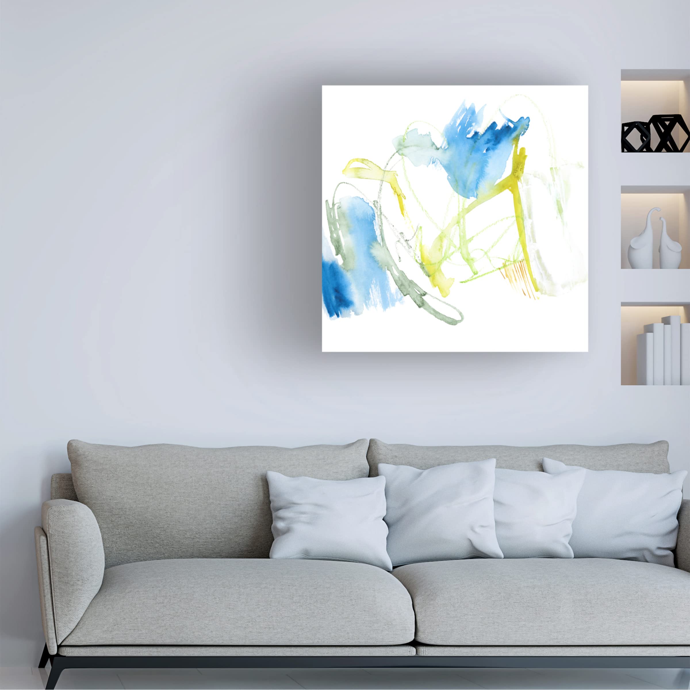 Victoria Borges 'Sea Scrawl I' Canvas Wall Art Print - Coastal Beach Decor for Living Room, Bedroom & Office - Modern Ocean Themed Home Decor