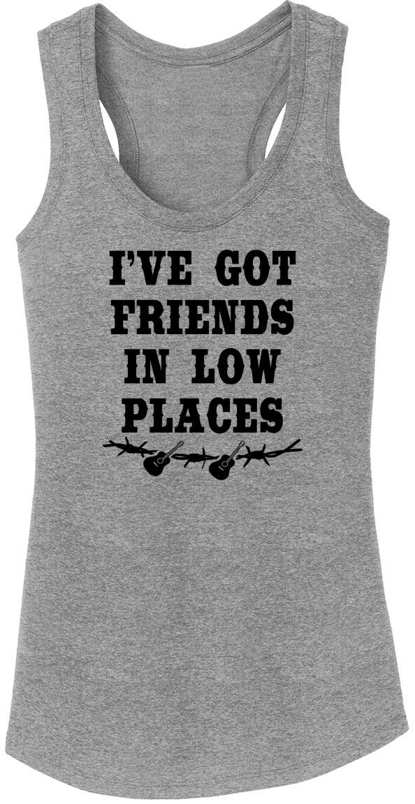 Funny Women's 'I've Got Friends in Low Places' Tri-Blend Tank Top - Soft & Comfortable for Concerts, Parties & Casual Wear