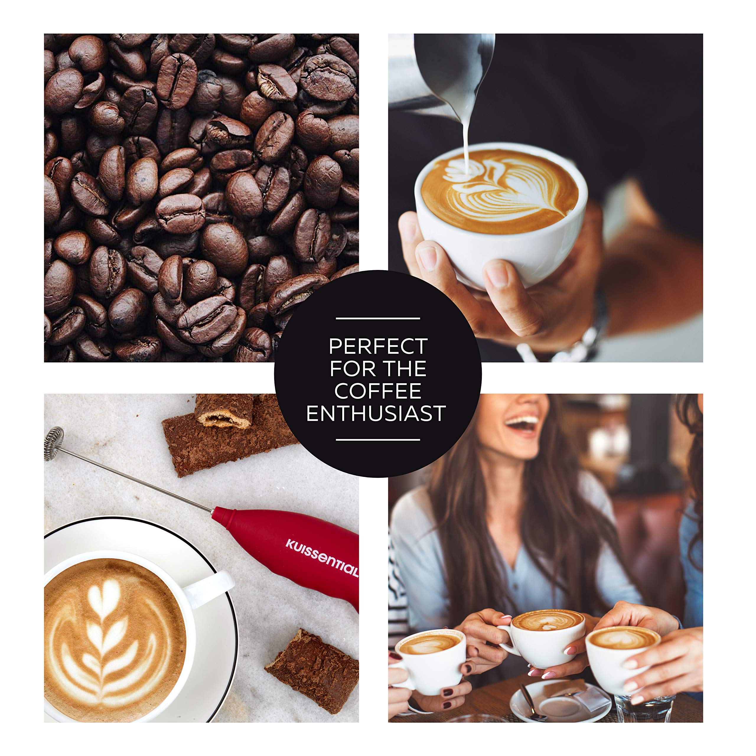 Electric Stainless Steel Milk Frother 2pk - Slickfroth 2.0 Handheld Battery Operated Foam Maker for Cappuccino, Latte, Hot Chocolate & Matcha - Perfect for Coffee Lovers & Home Baristas - Ideal for Morning Coffee, Afternoon Tea & Dessert Making