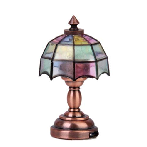 BESPORTBLE Mini Umbrella LED Desk Lamp - 1/12 Scale Miniature House Furniture with Lampshade - Tiny Landscape Decor for Dollhouse, Home Office & Desktop Display