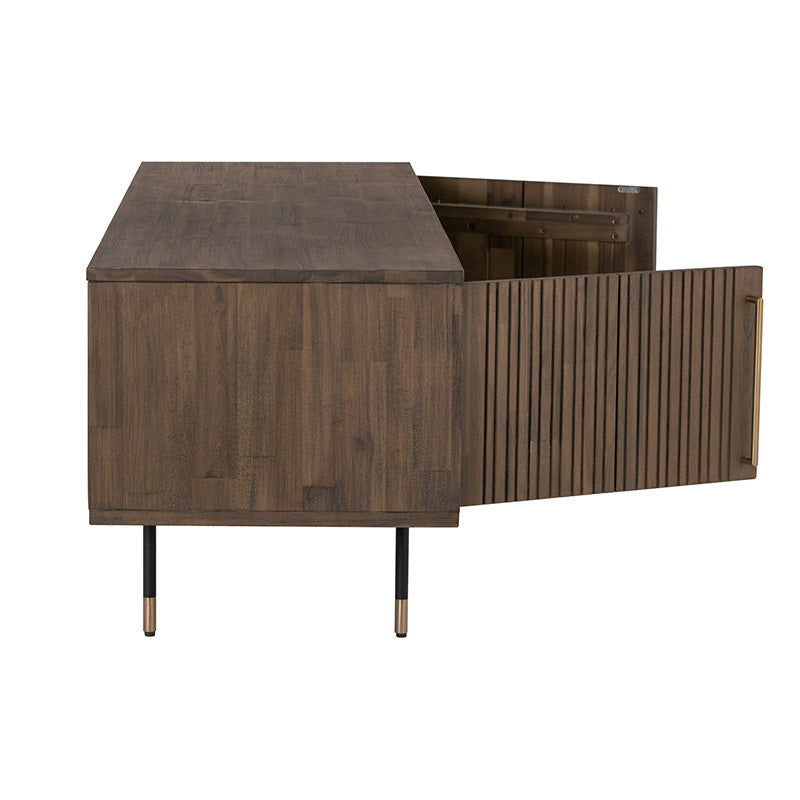 HAMILTON Entertainment TV Stand - 200cm Solid Acacia Wood Media Console in Toffee Brown - Perfect for Living Room, Home Theater & Modern Interior Design