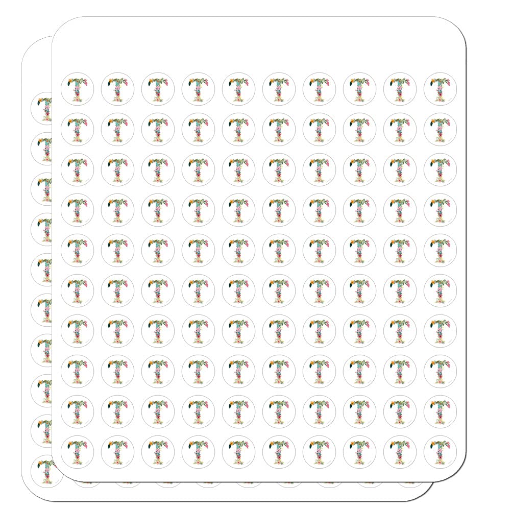 Floral Monogram Letter T Stickers for Planners, Calendars, Scrapbooking & DIY Crafts - Perfect for Bullet Journals, Scrapbook Pages & Handmade Cards