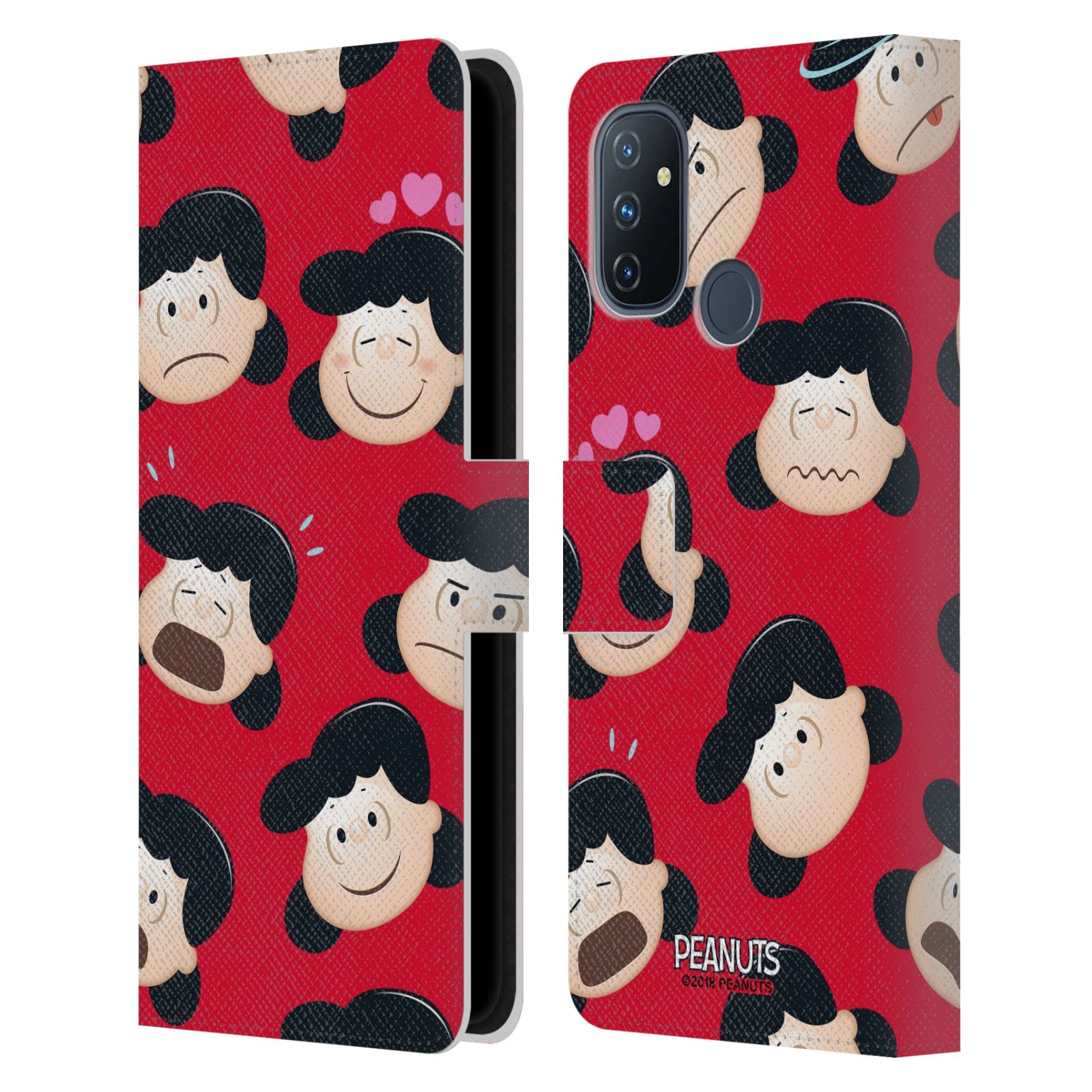 OnePlus Nord N100 Leather Book Wallet Case Cover with Officially Licensed Peanuts Lucy Character Patterns by Head Case Designs - Perfect for Everyday Use and Travel