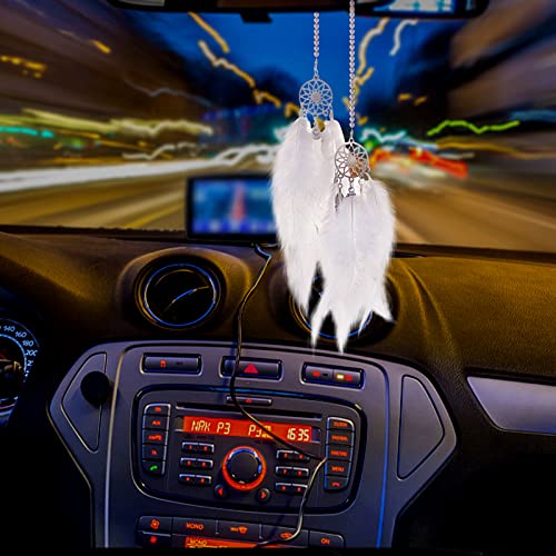 Handmade Zcargel Feather Dream Catcher Pendant - Boho Car Rearview Mirror Decor, Creative Grid Design for Home & Car Accessories | Perfect for Gifts, Meditation Spaces & Road Trip Vibes