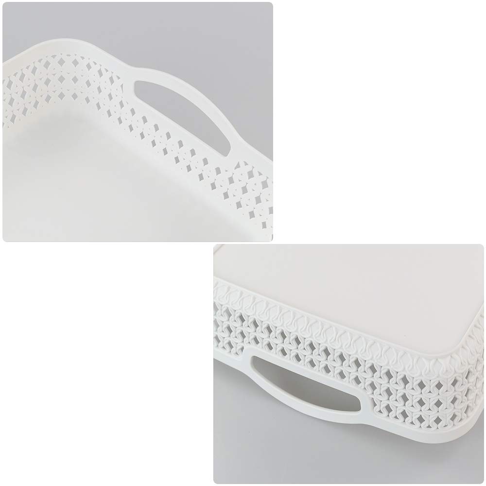 6-Pack Large Plastic Storage Baskets with Handles - Organizer for Home & Office