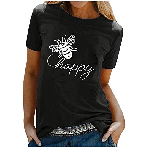Women's Holiday Graphic T-Shirt - Short Sleeve Crewneck Bee Festival Tee - Breathable Cotton Casual & Workout Top for Summer, Parties, and Outdoor Activities
