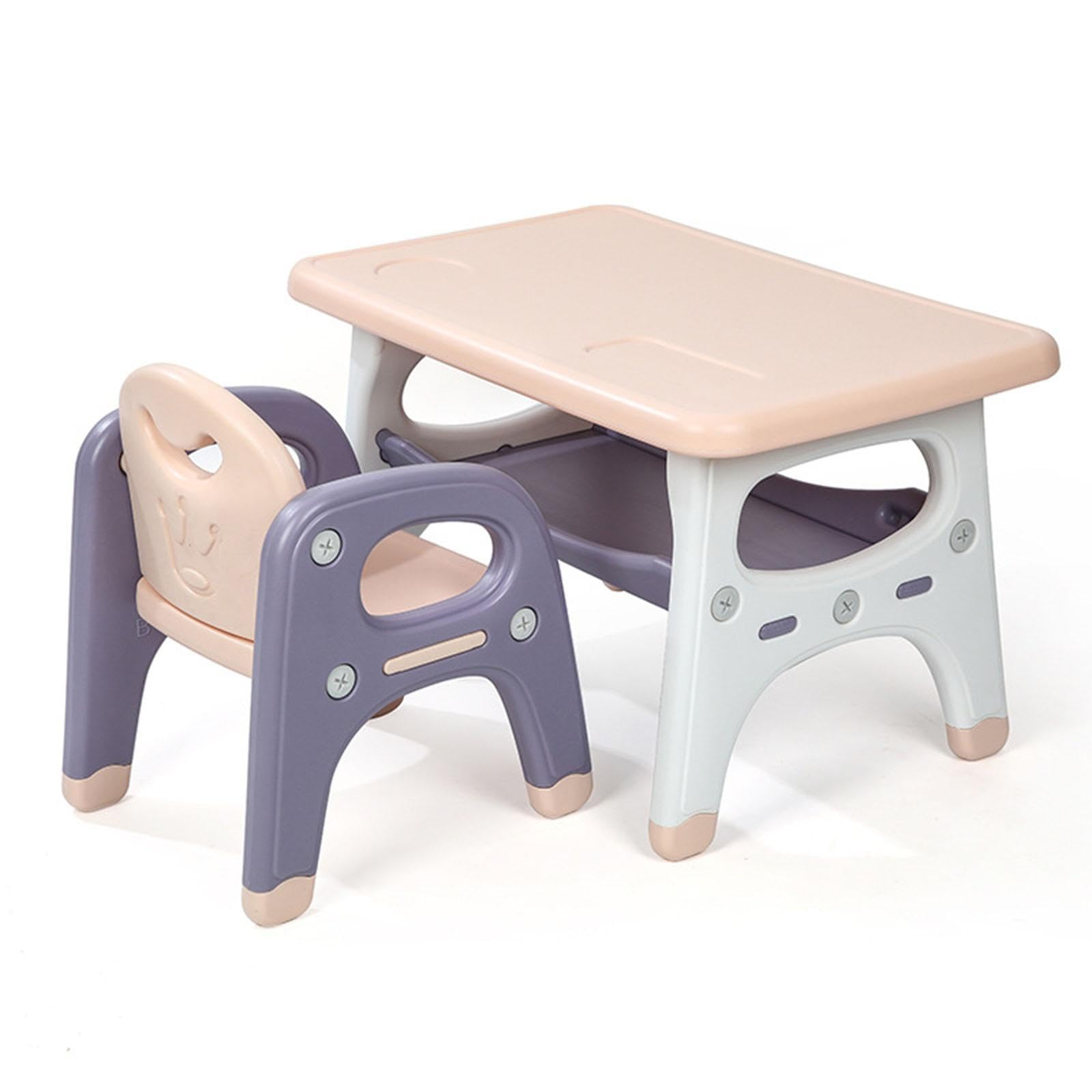 Best Kids Drawing Table and Chair Set - Portable Children's Desk with Storage for Kindergarten, Study Room, Reading & Home - Pink & Purple - Perfect for Arts, Crafts, Homework & Playtime