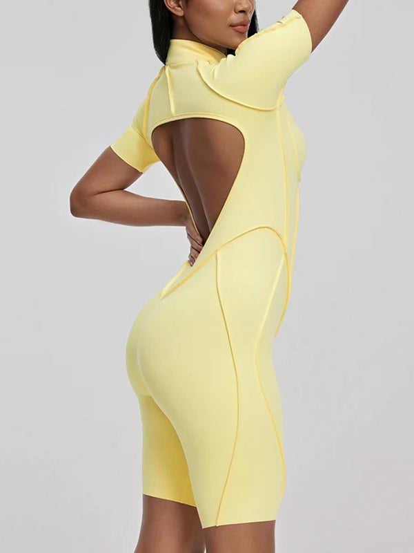 ZASUWA Women's Sexy Backless Zipper Scrunch Bum Jumpsuit - Stretchy Bodycon Romper for Clubwear, Night Out & Date Night